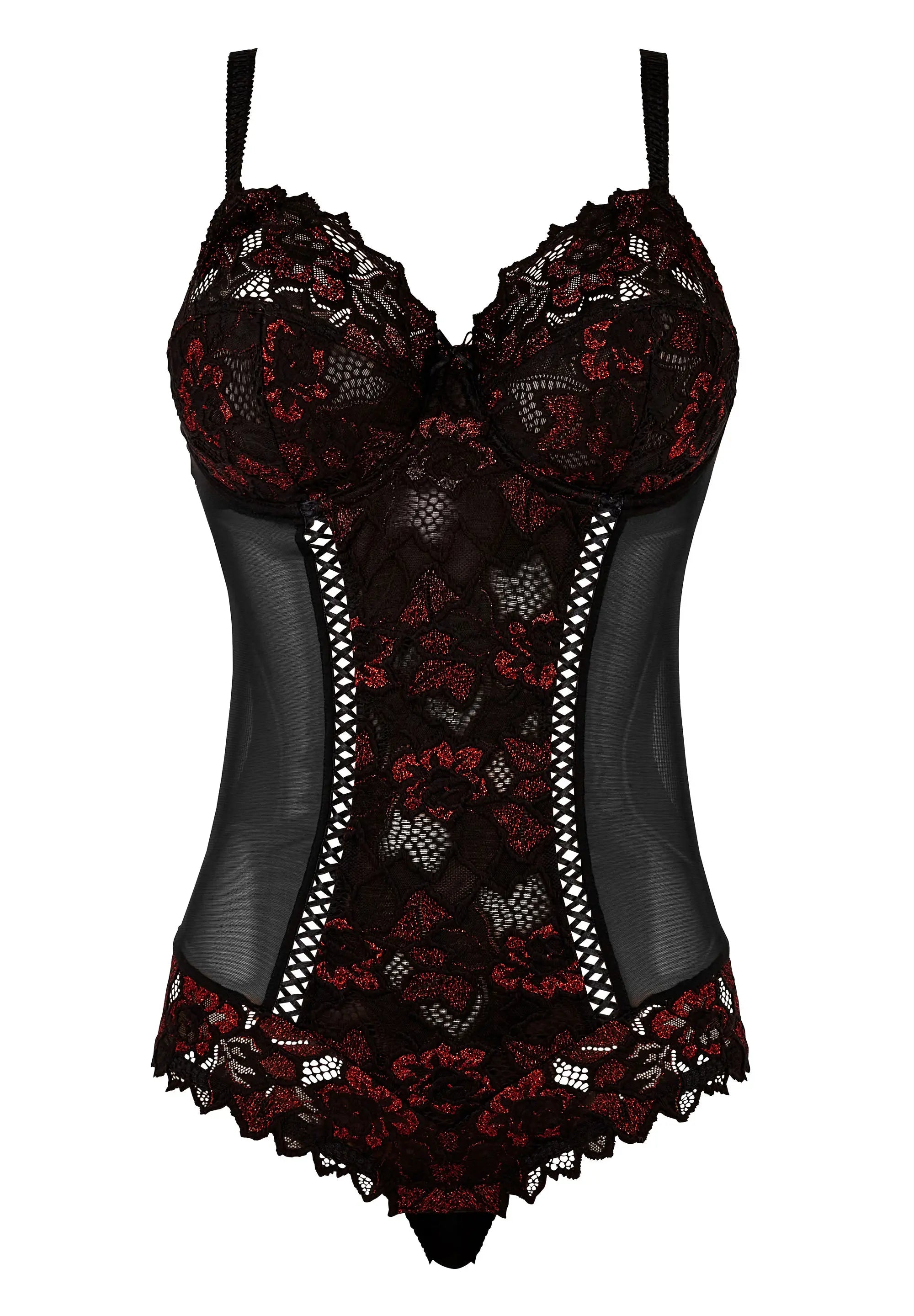 Bodysuit Arum Glitter Black & Red Glitter