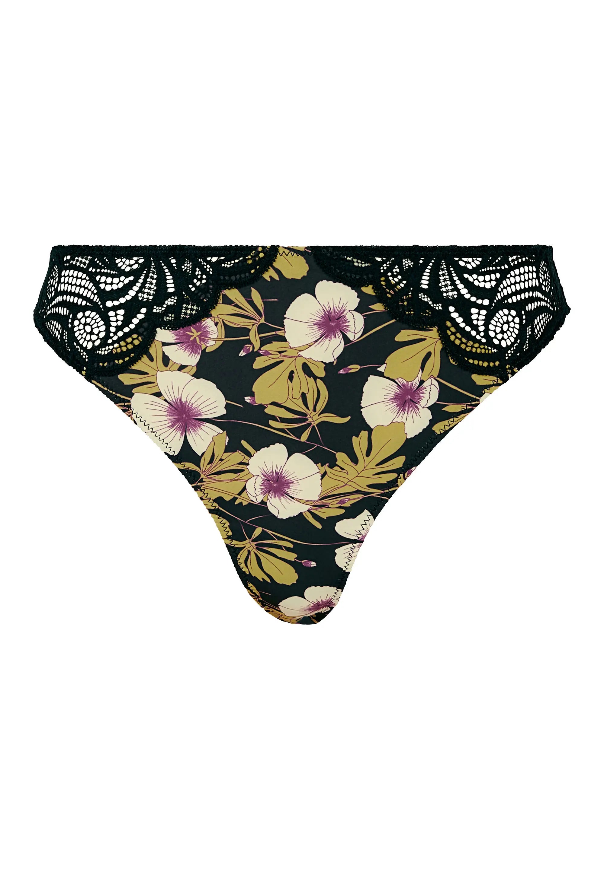 Tanga Ariane Fantaisy con stampa Monstera Foliage Nero