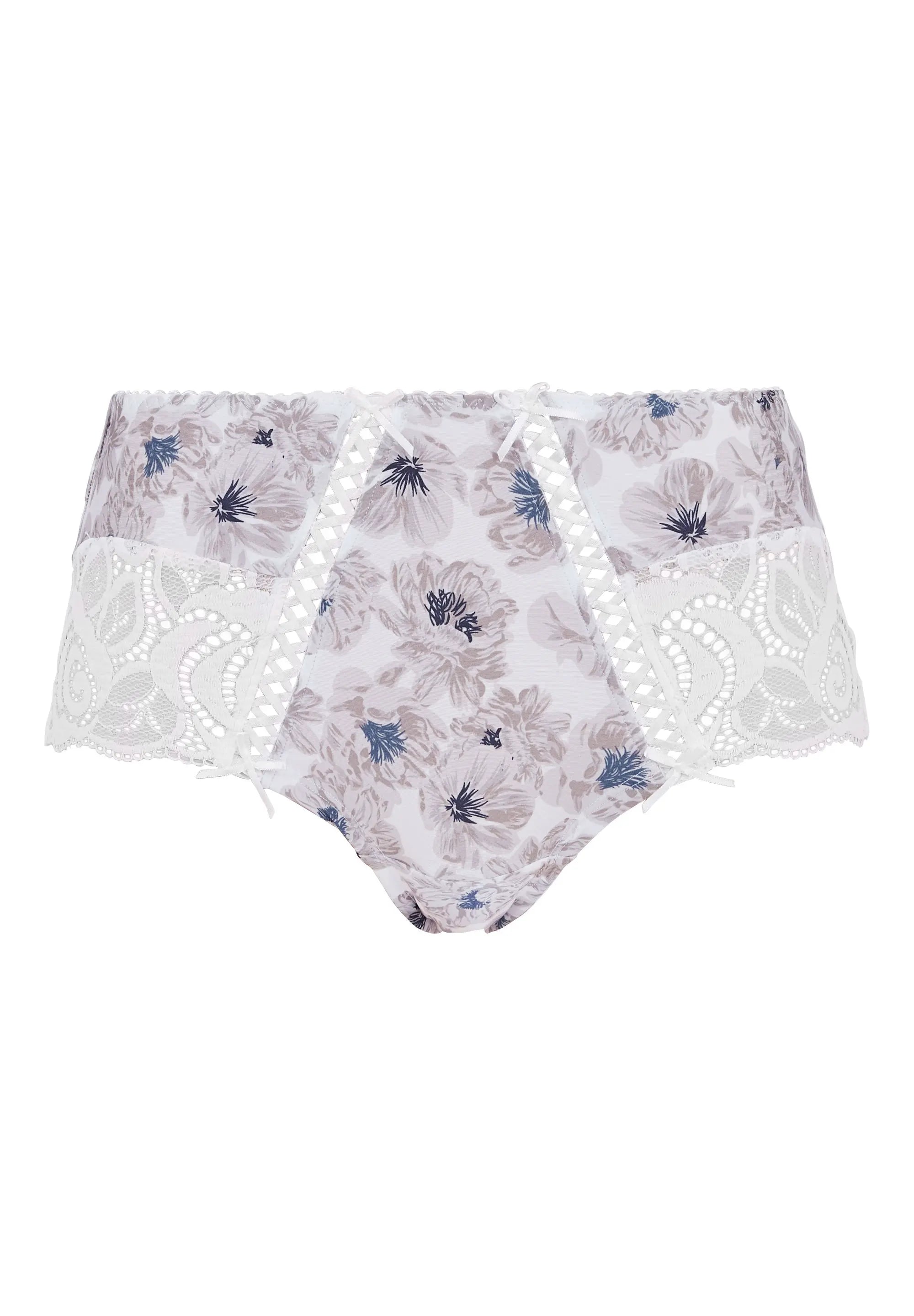 Shorty Amélie Print Impreso Flores Azul y Gris Claro