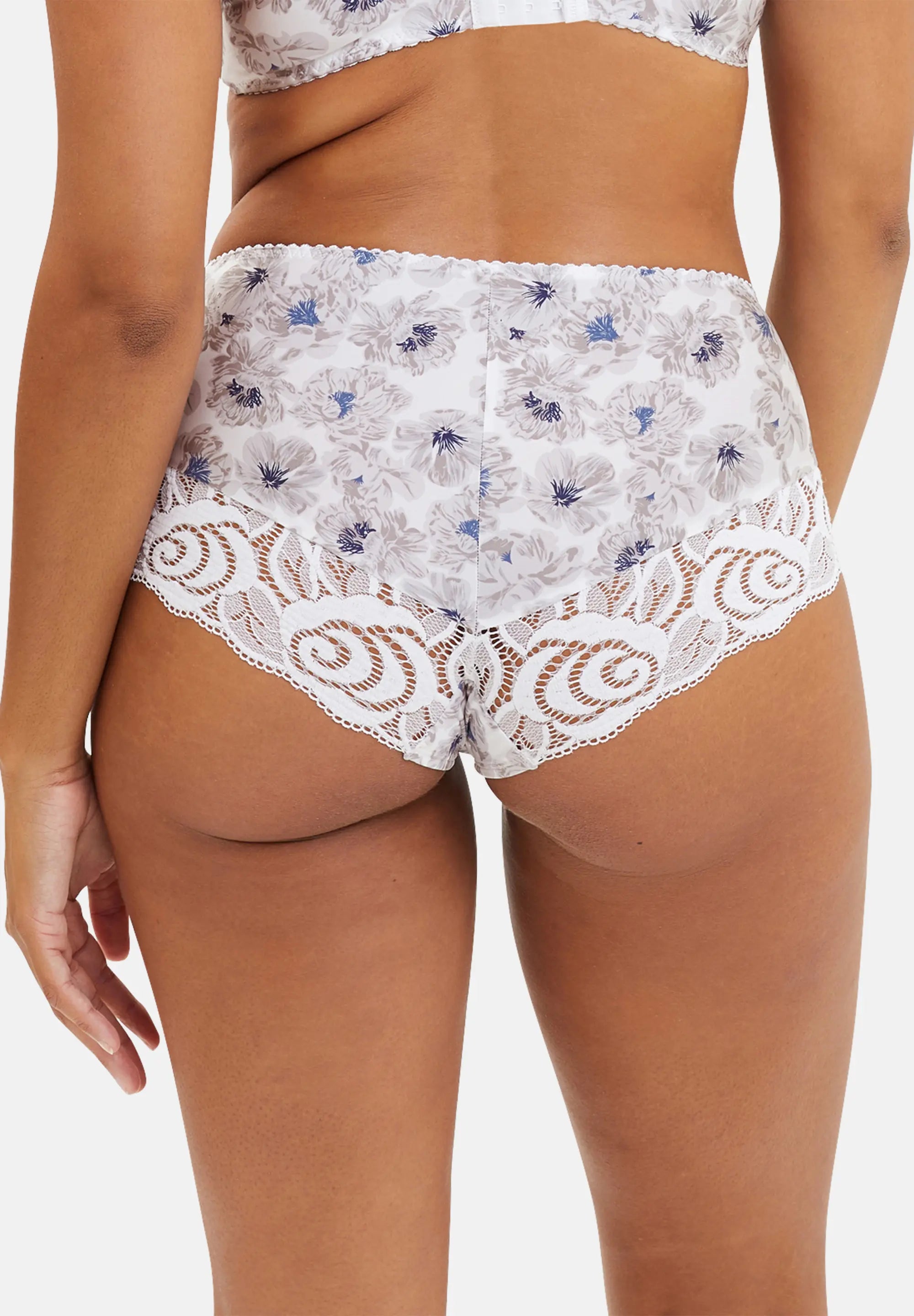 Shorty Amélie Print Impreso Flores Azul y Gris Claro