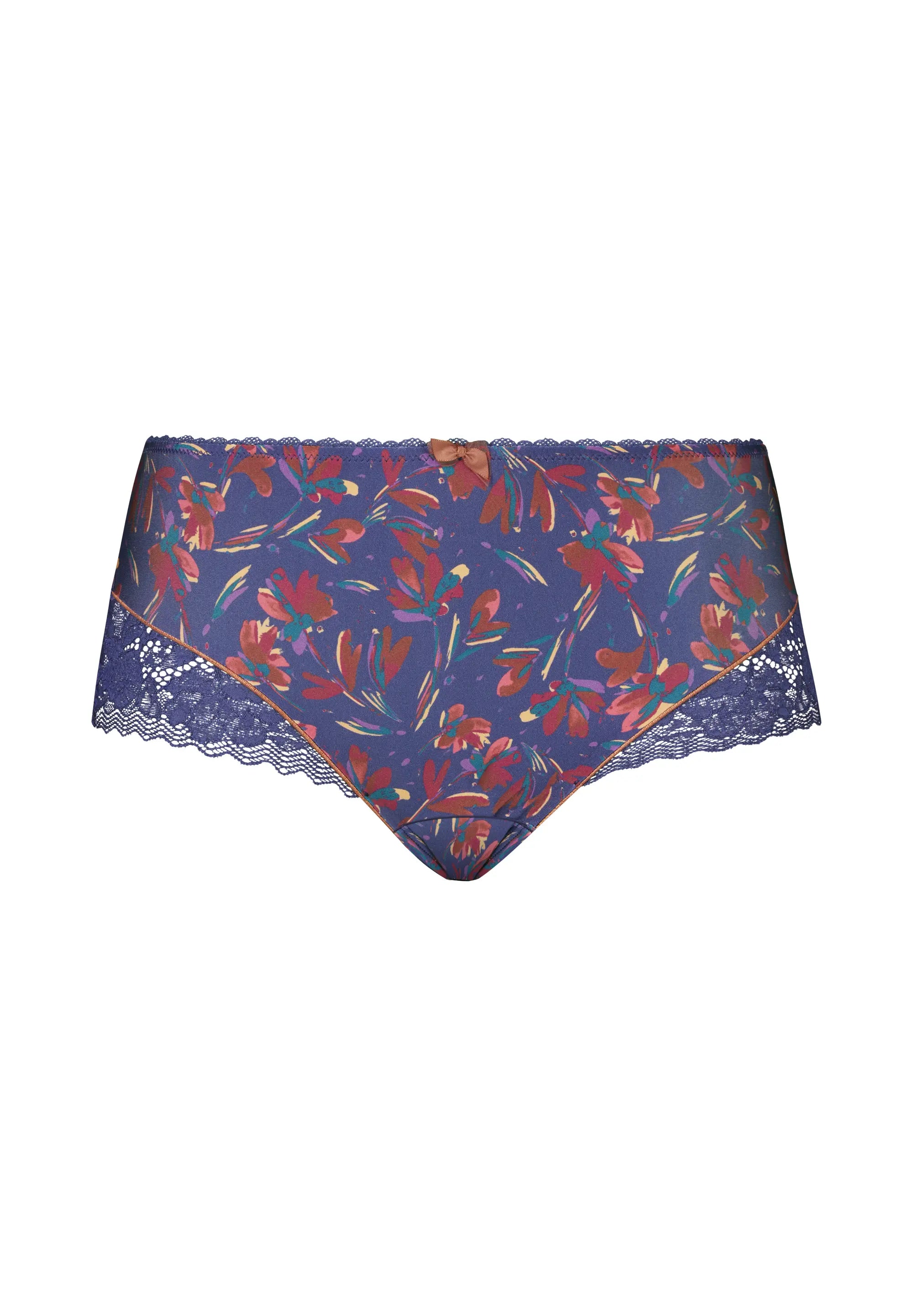 Shorty P��rpura Impreso Flores Azul Ruban