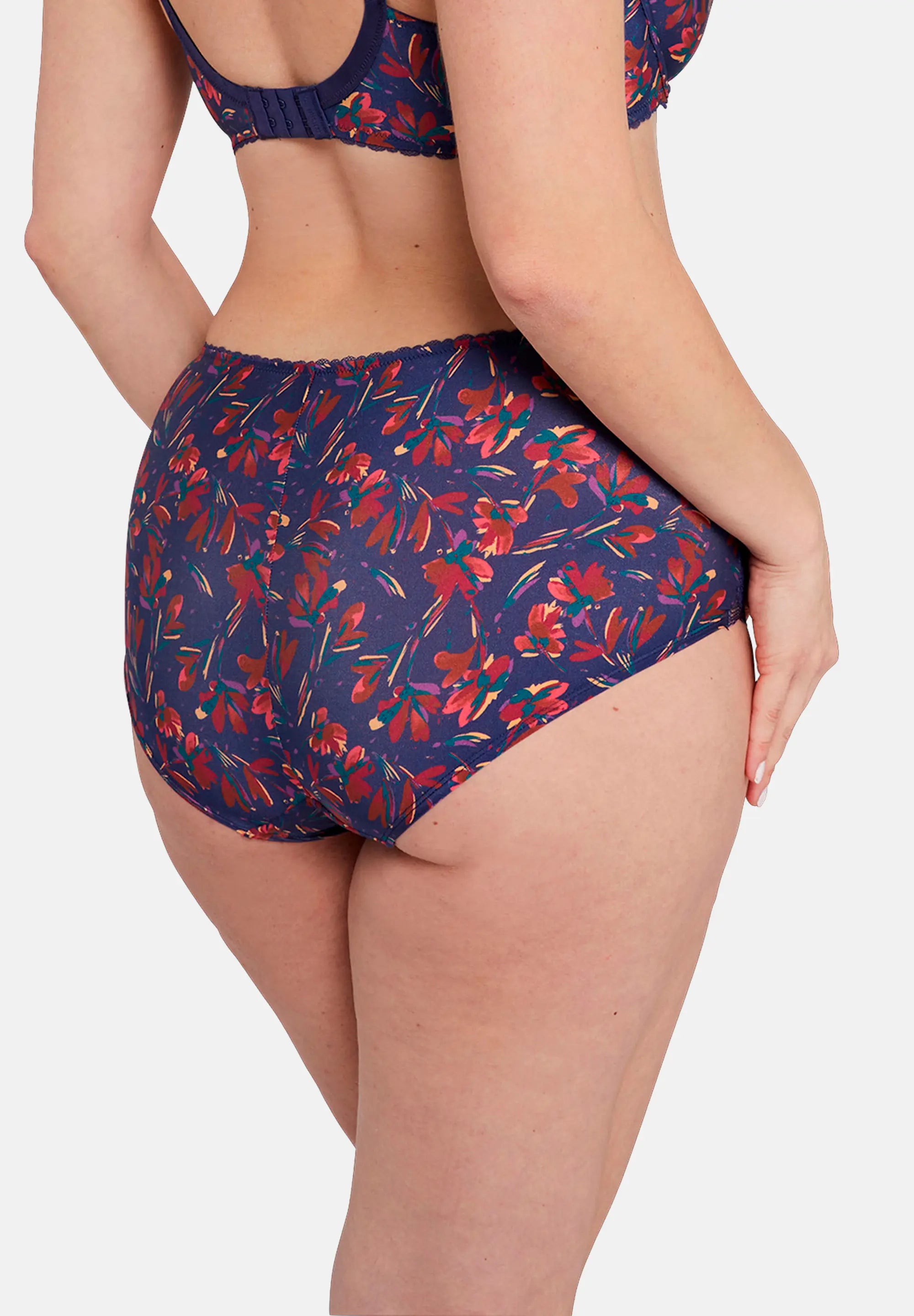 Shorty P��rpura Impreso Flores Azul Ruban