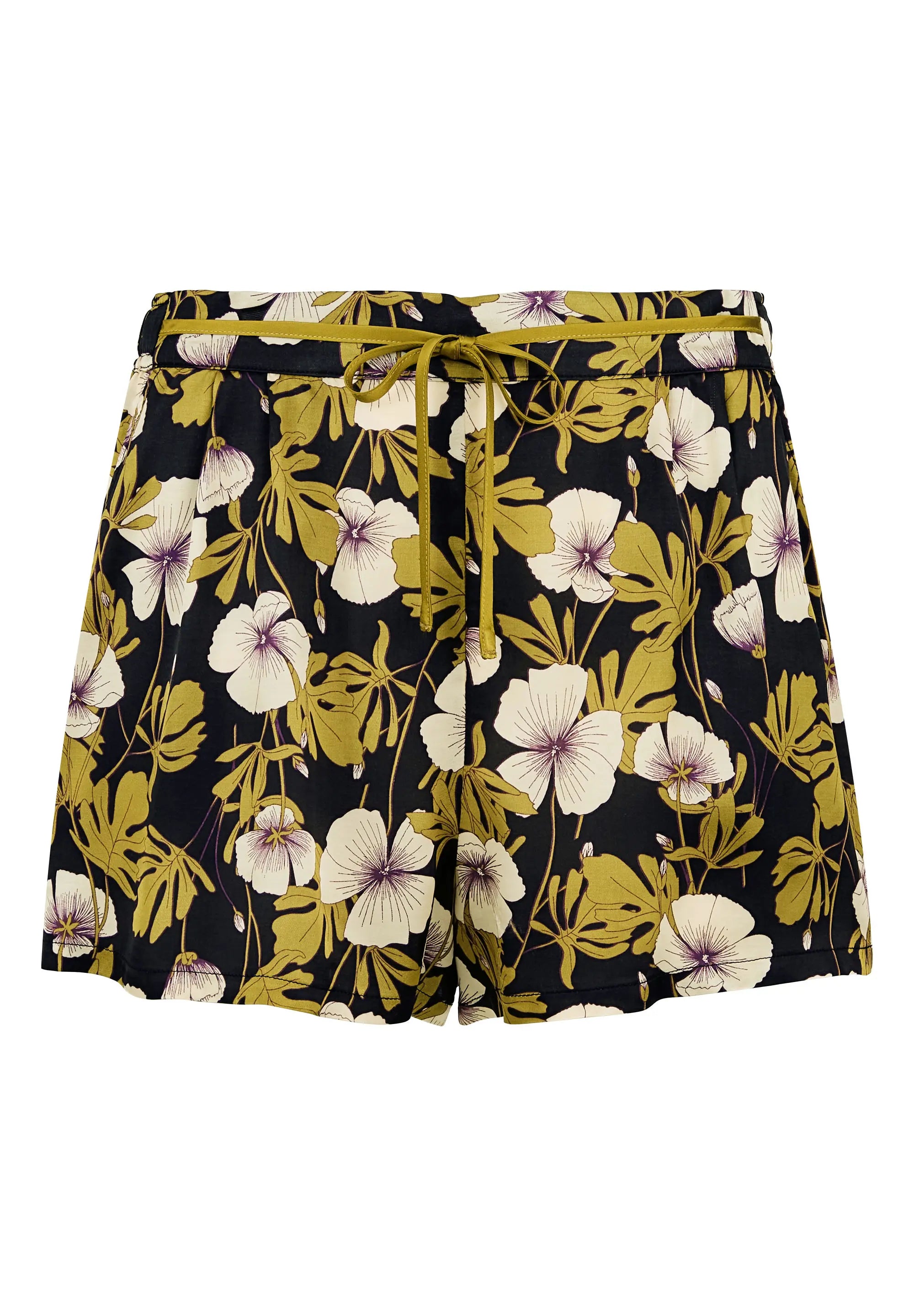 Shorts Trendy Mix Black Monstera Leaf Print