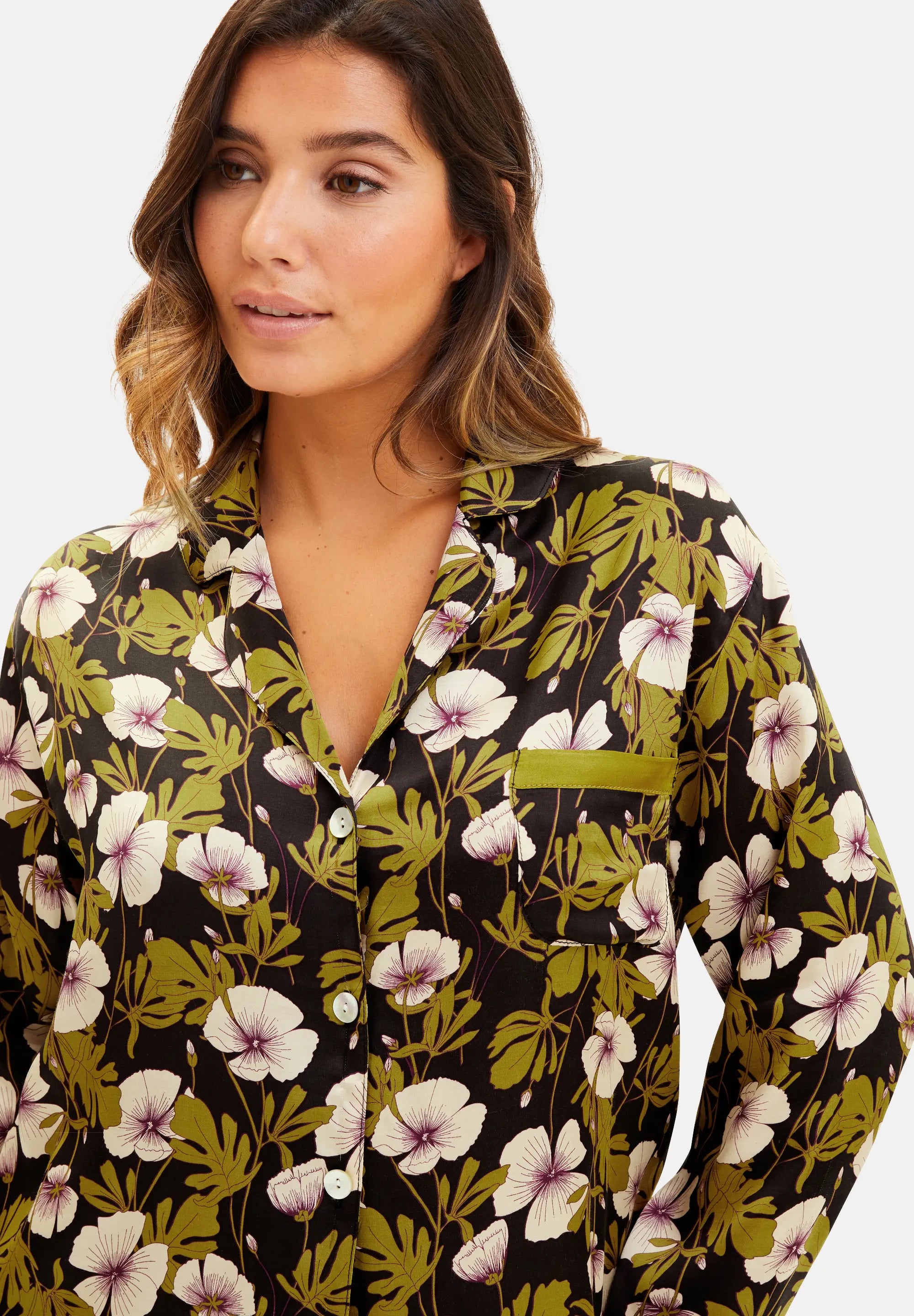 Chemise Trendy Mix Imprimé feuillage monstera noir