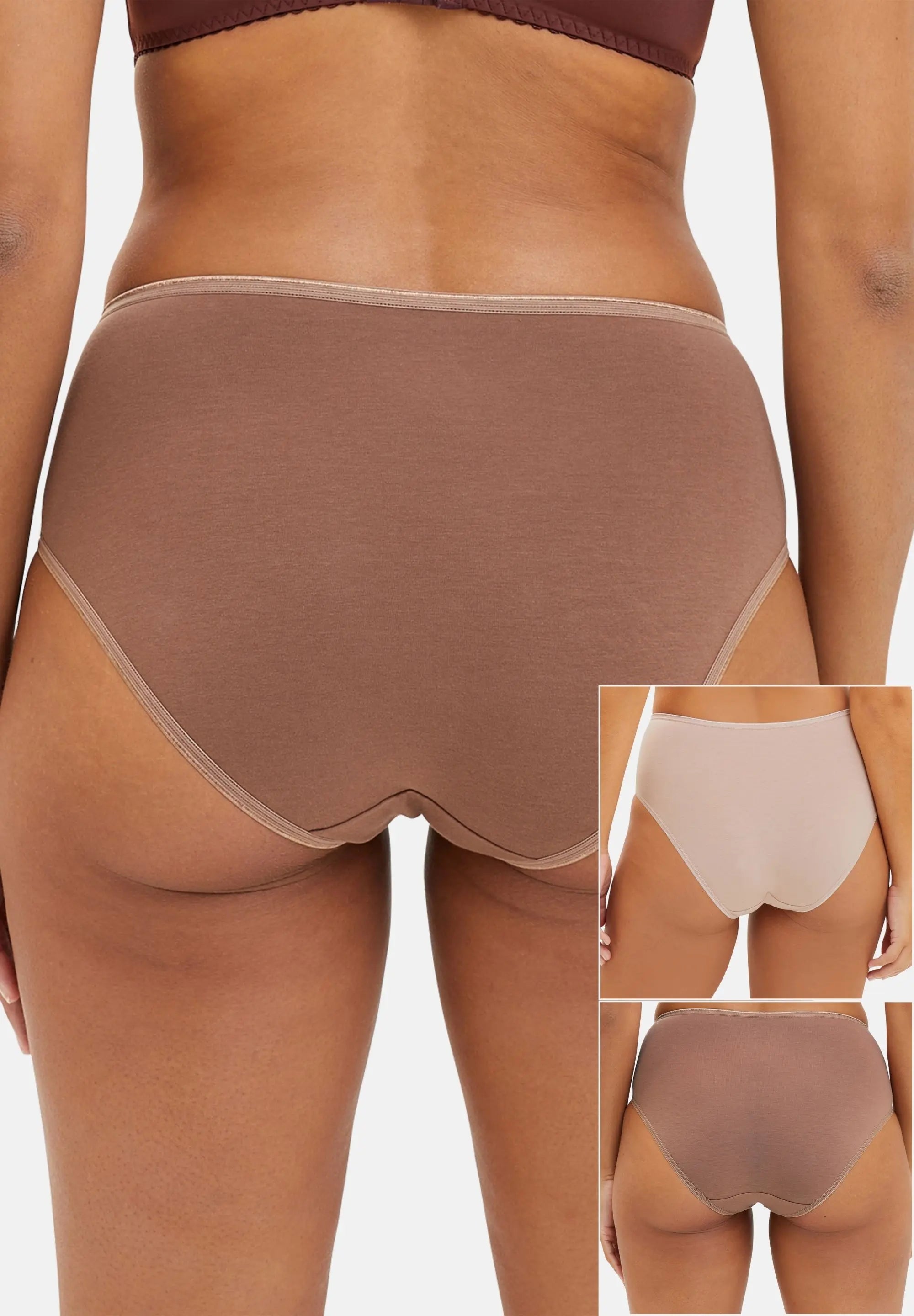 Lote de 3 - Braguita clásica Simplement Coton Marron+Mocha+Blush Beige