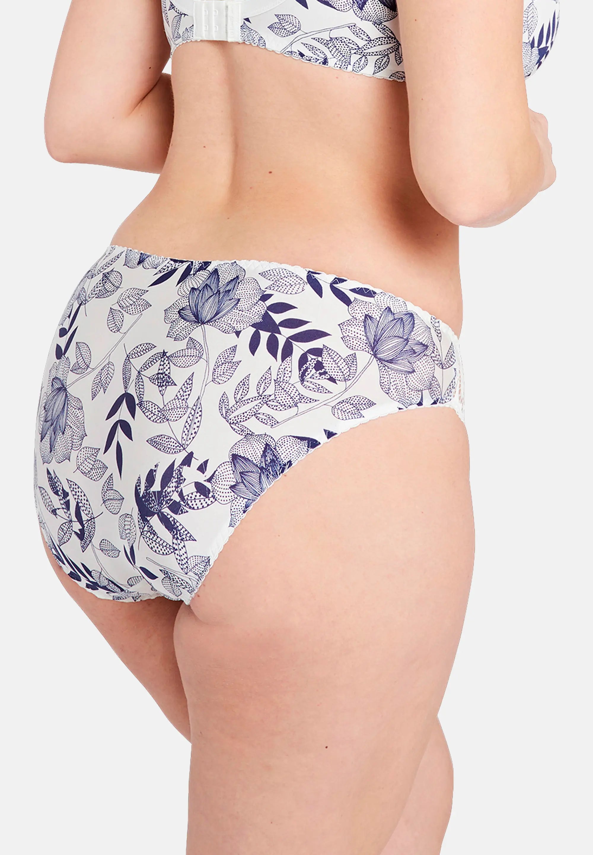 Braguita clásica Amélie Print Impreso Hojas Azul Ruban