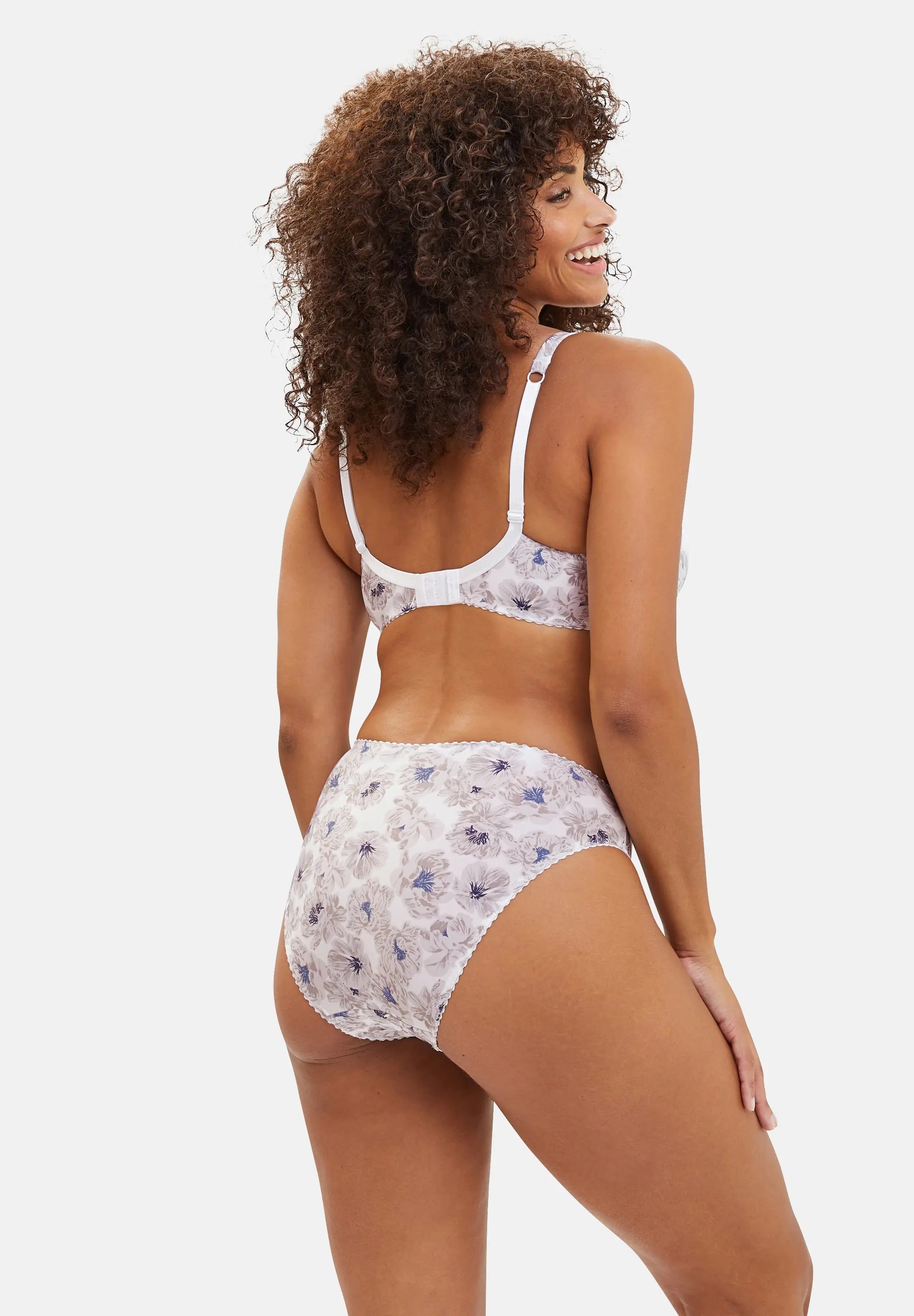 Slip Amélie Print Imprimé Floral Bleu et Gris Clair