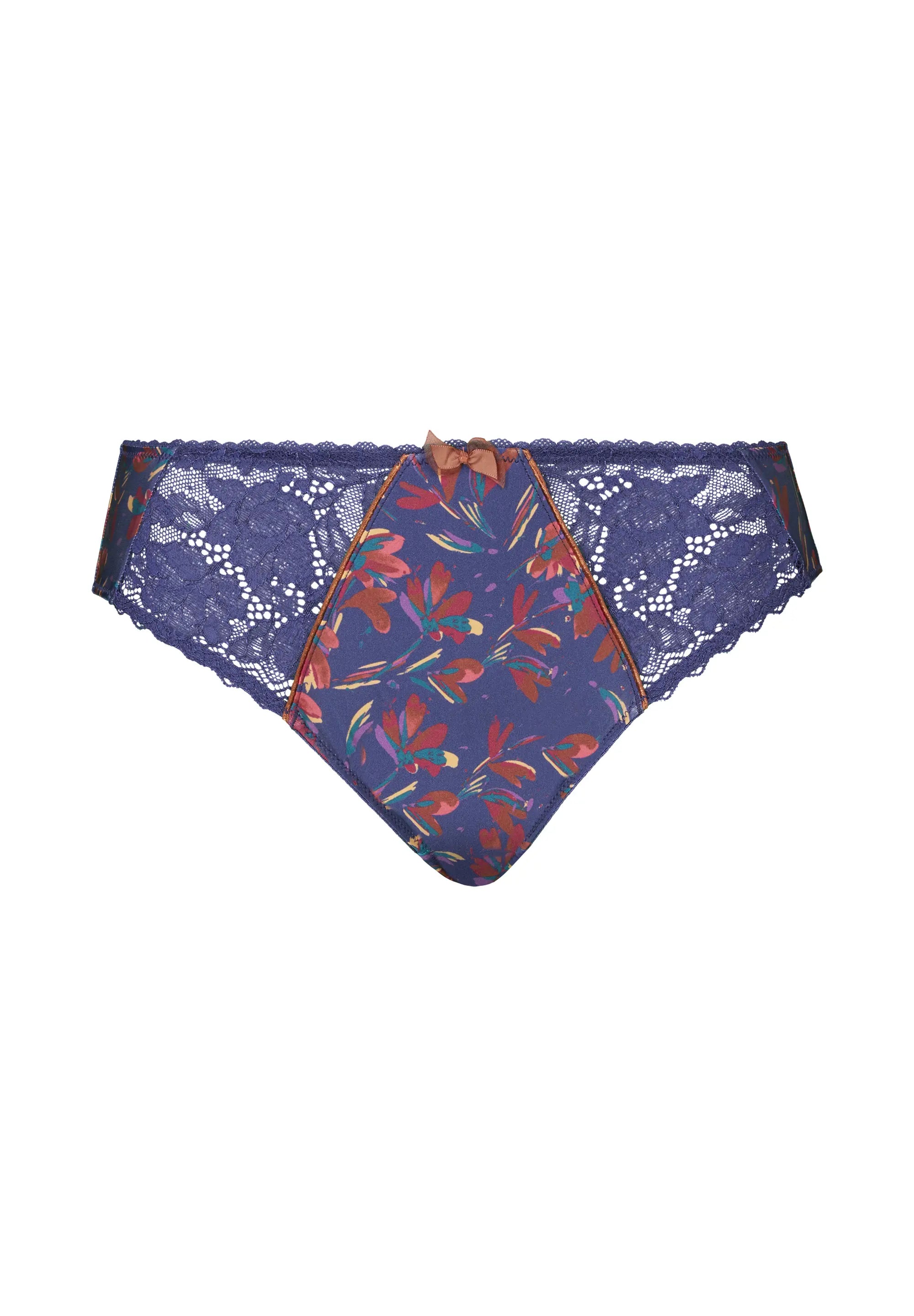 Purple Floral Print Briefs Blue Ribbon