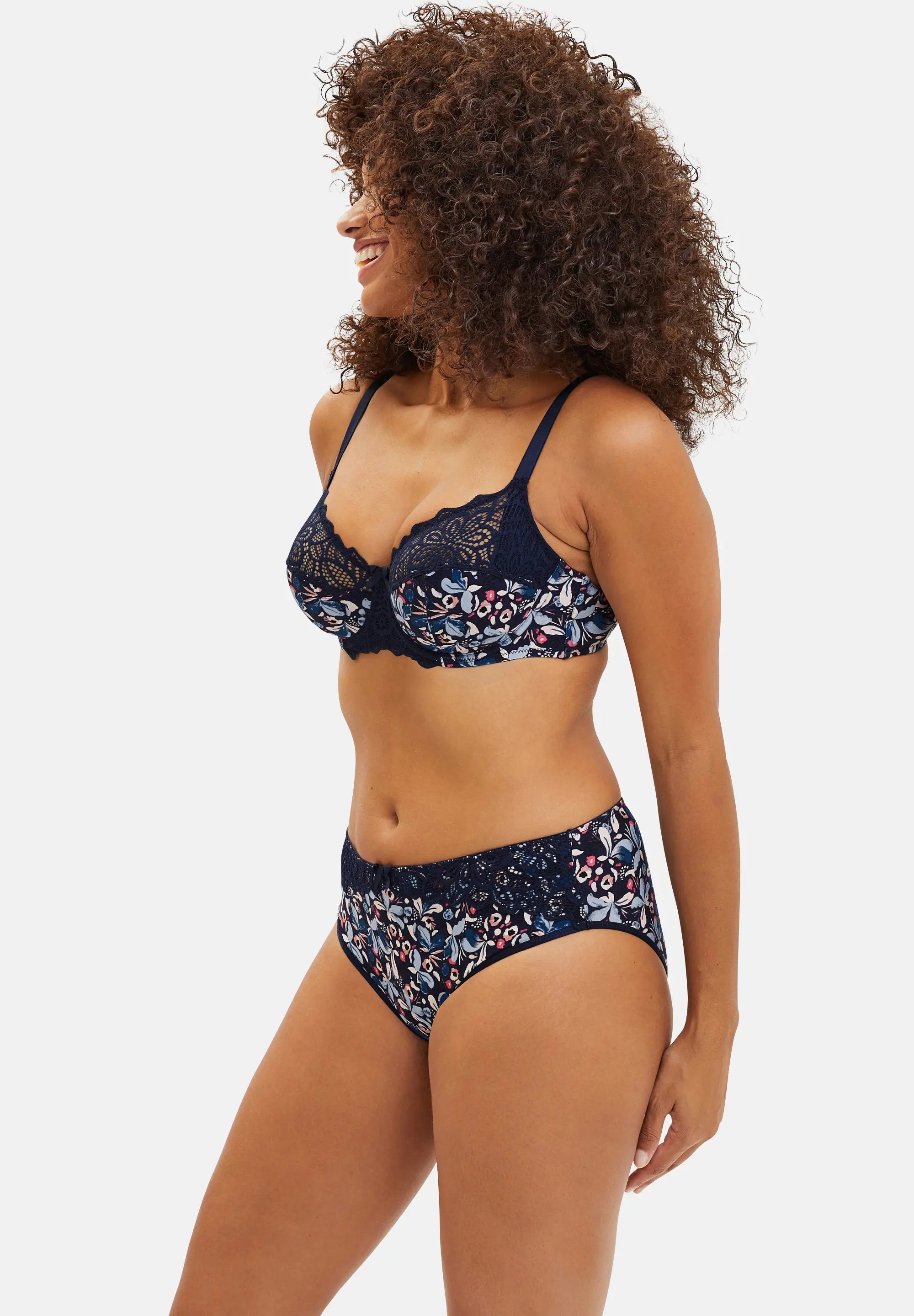 Slip Flora Imprimé Floral Bleu & Rose Pale