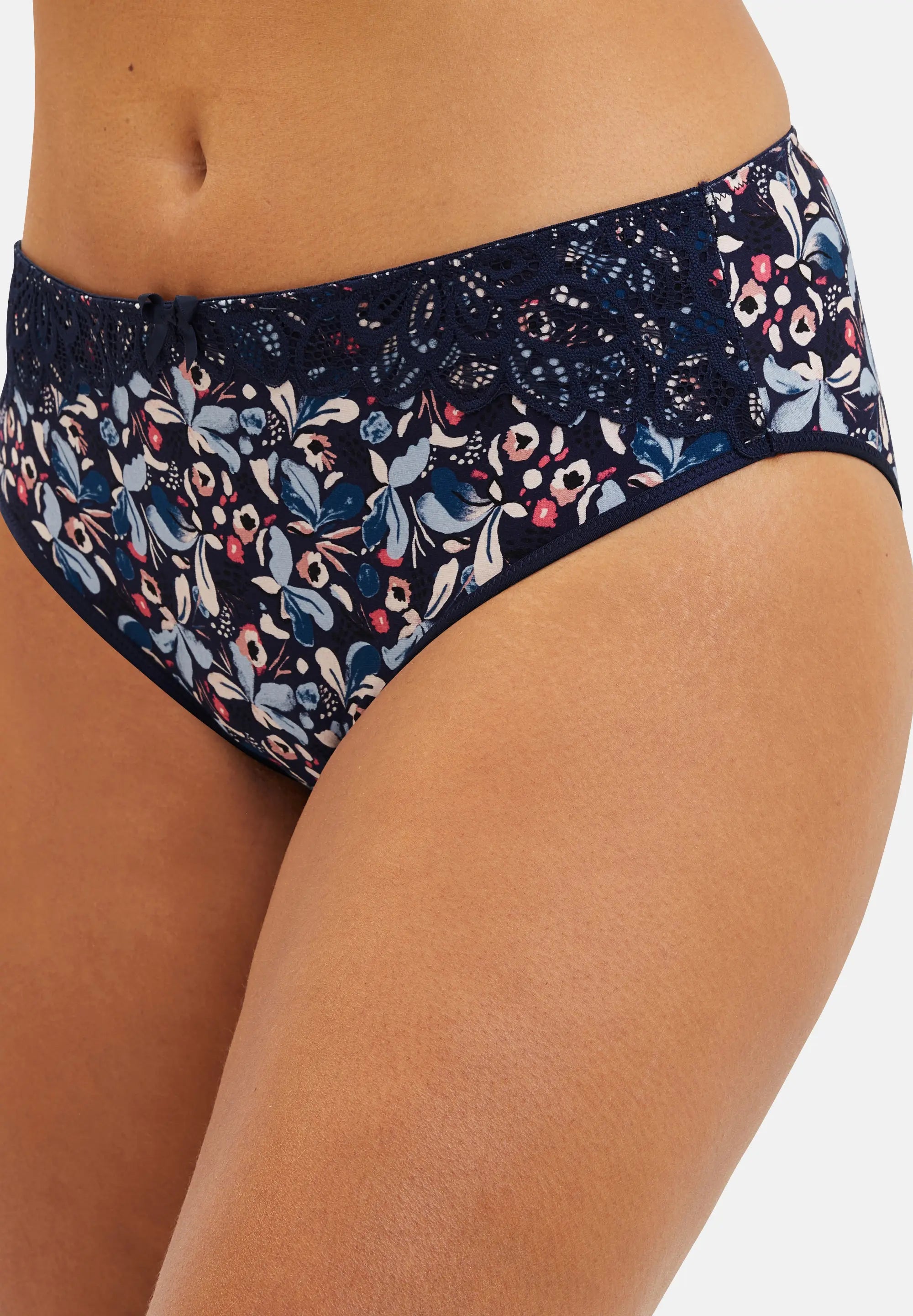 Slip con stampa floreale blu Flora e rosa pallido