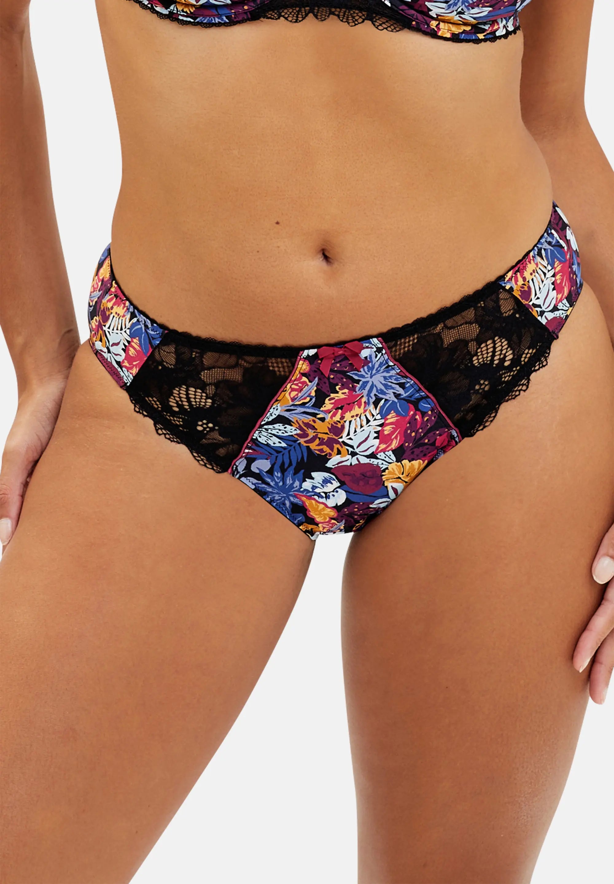 Zwarte Mathilde slip met jungleplantenprint