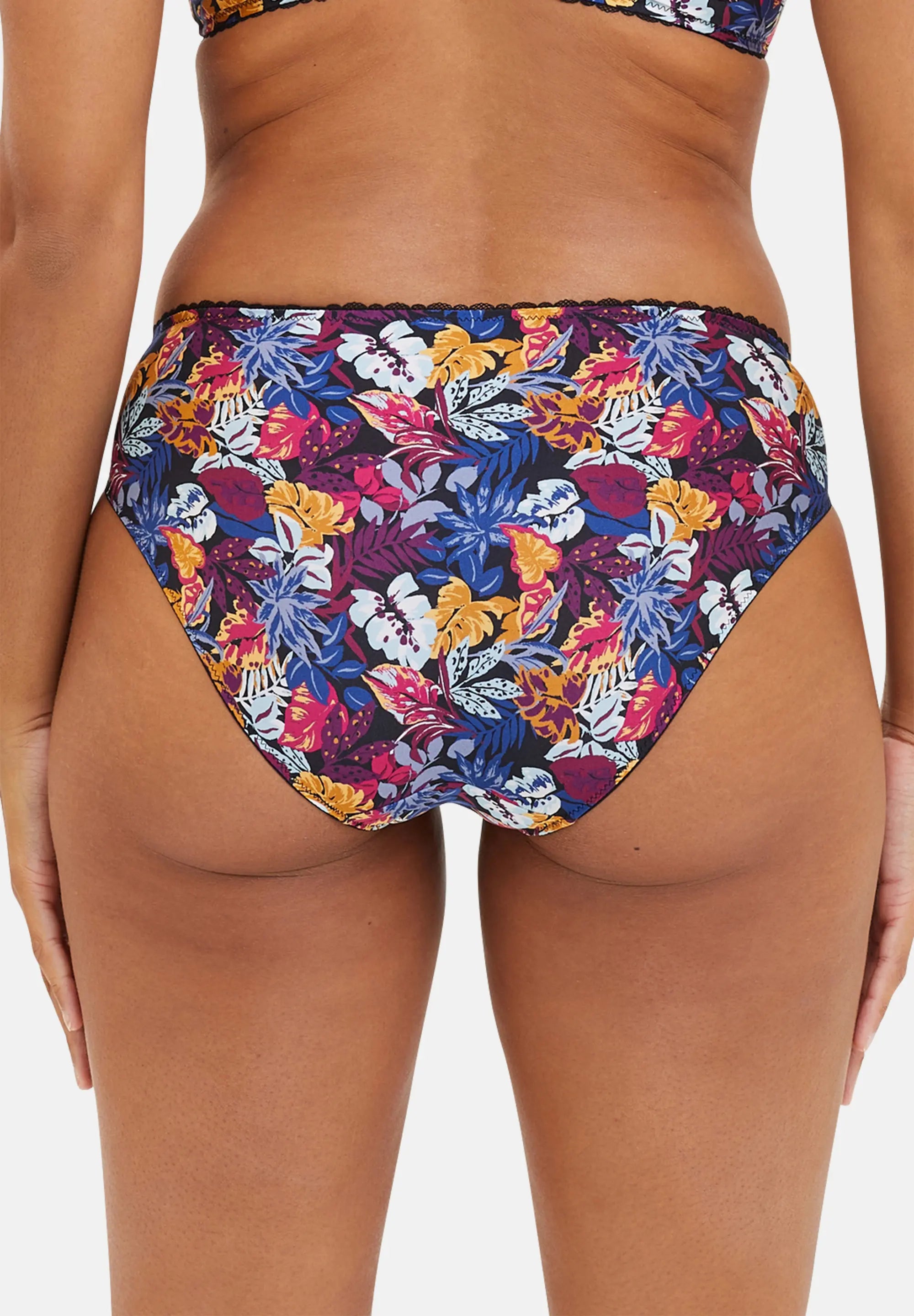 Zwarte Mathilde slip met jungleplantenprint