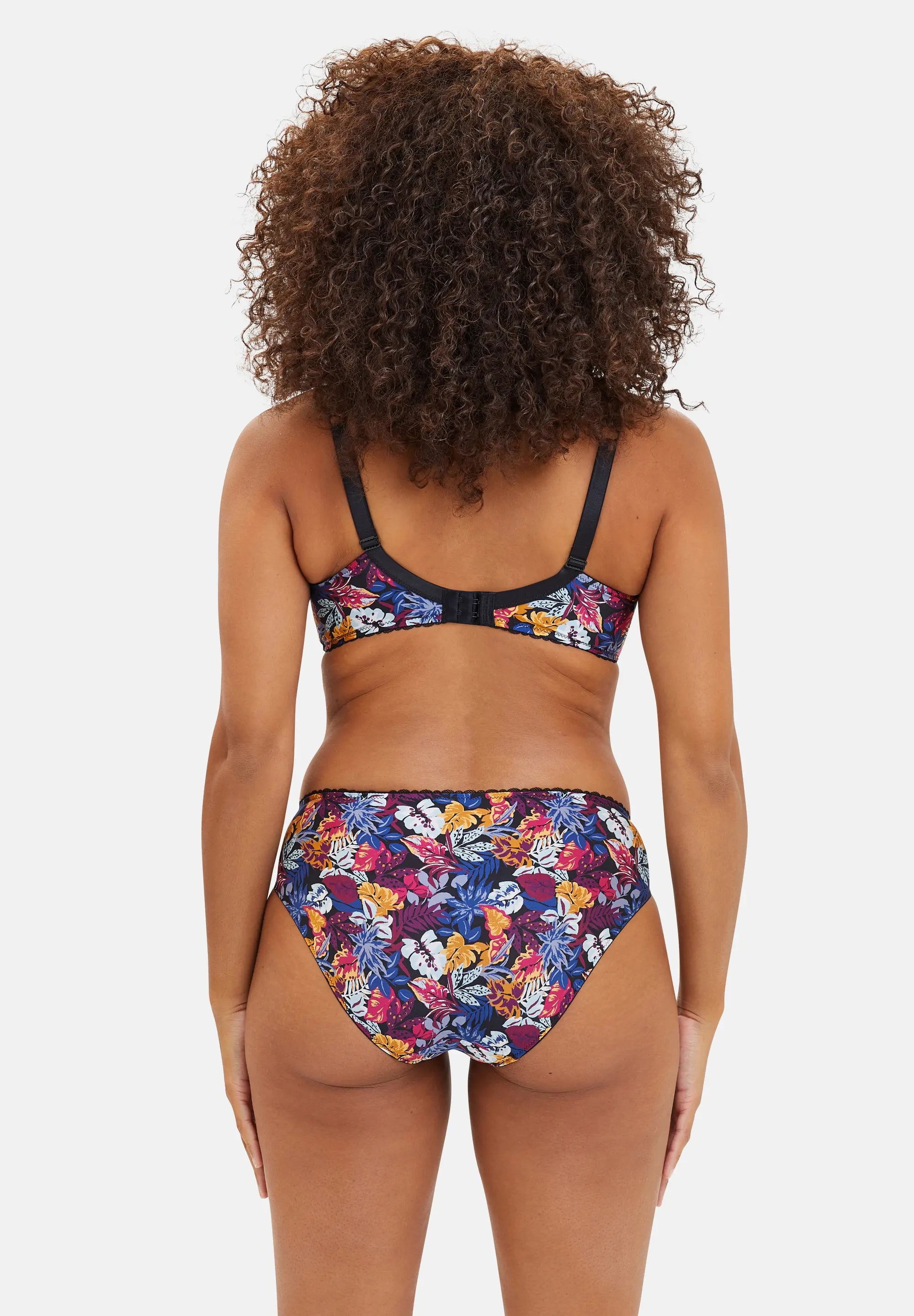 Zwarte Mathilde slip met jungleplantenprint