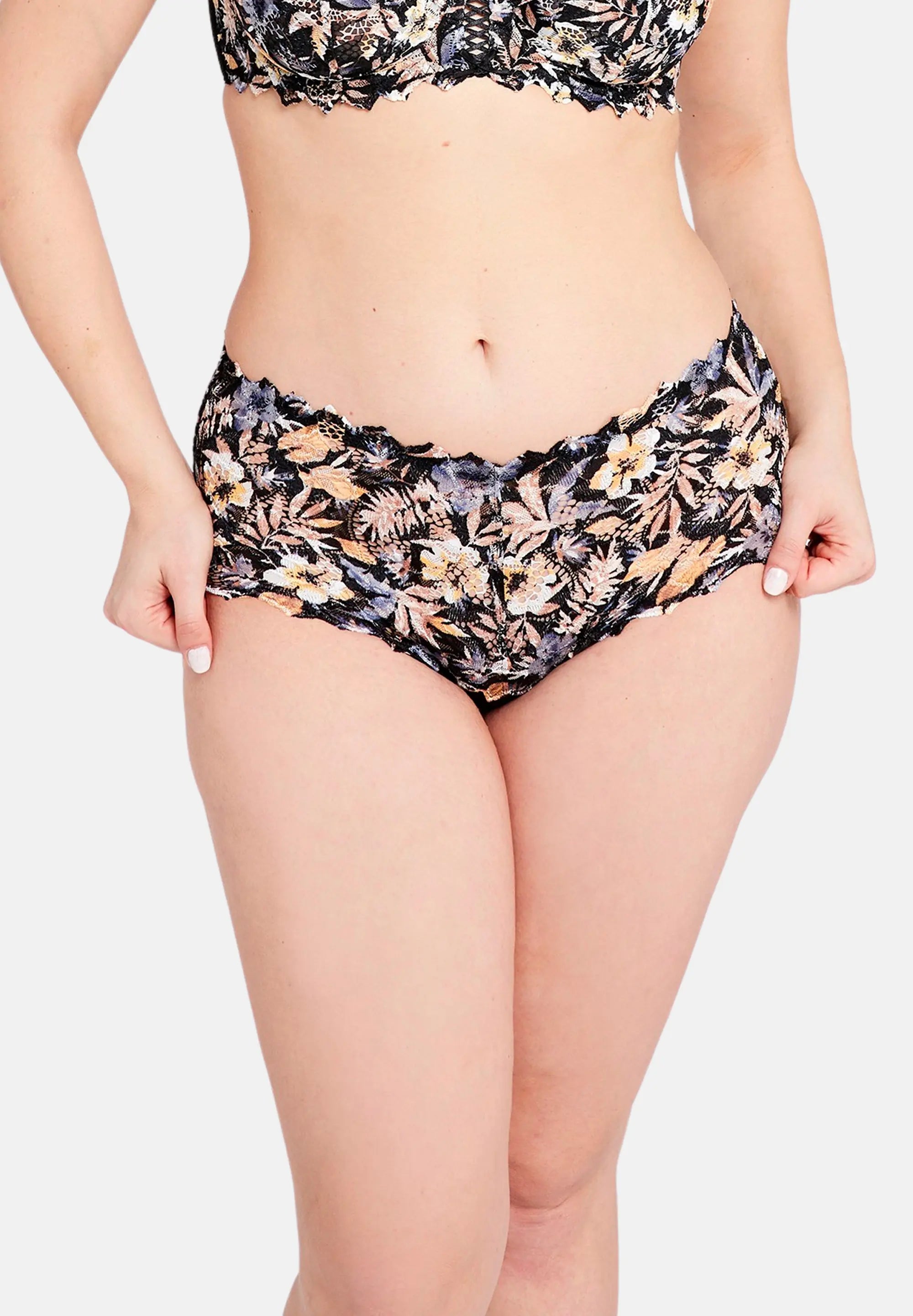 Culotte Arum Mosaïc Imprimé Floral Fond Noir