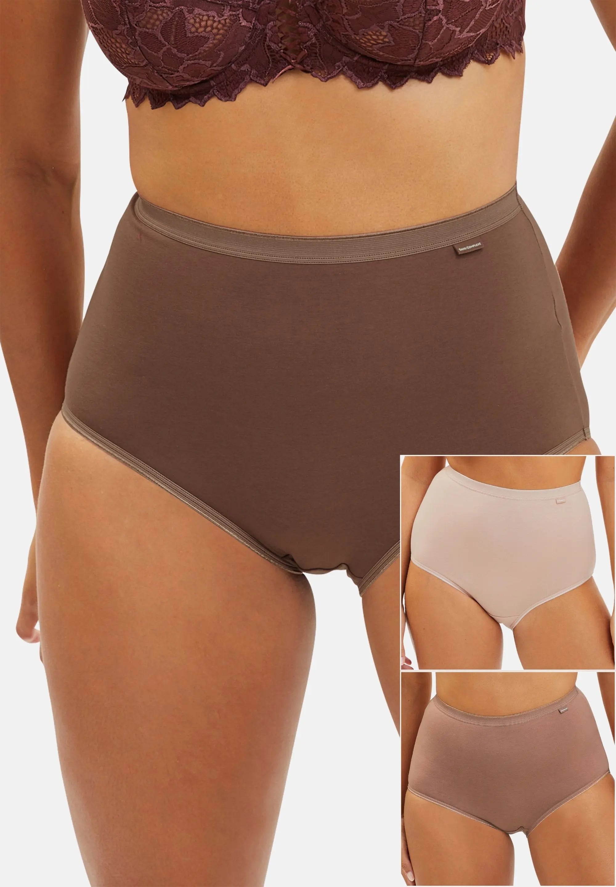 Lot de 3 - Culotte Simplement Coton Marron+Mocha+Blush Beige