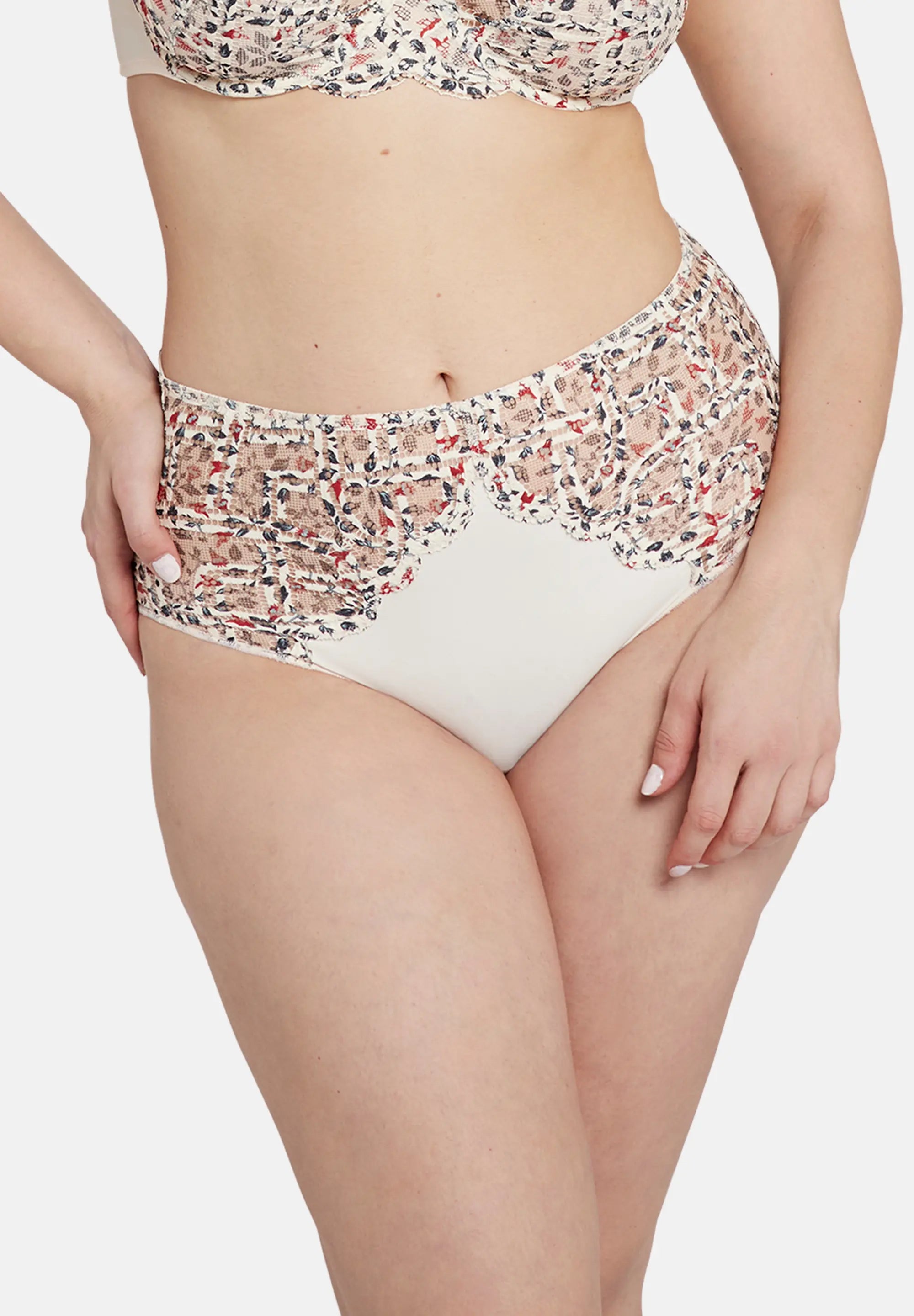 Elise Fantaisy Liberty Print Ivory And Cabernet Briefs