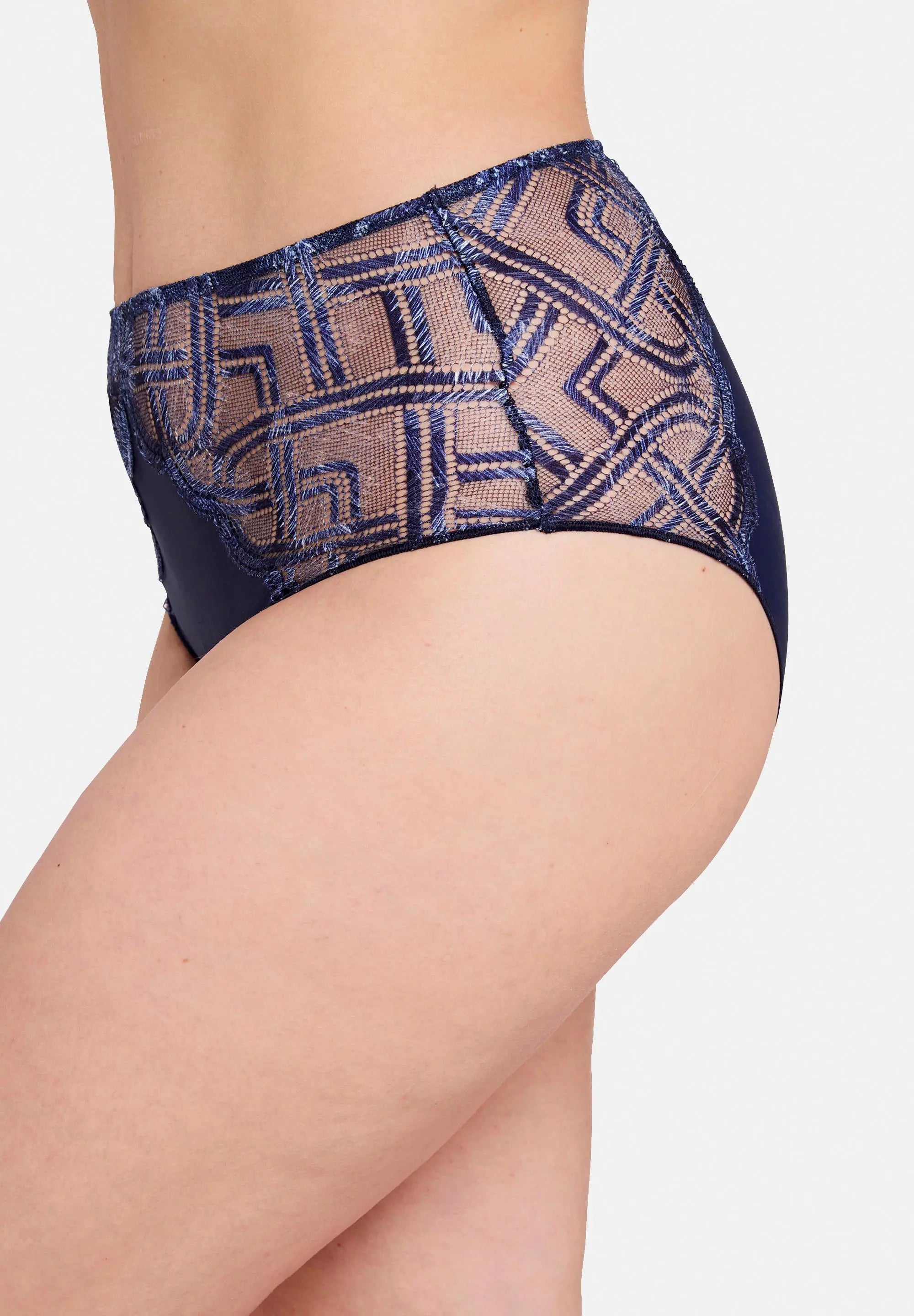 Elise Fantaisy Palm Print Panties Navy Blue