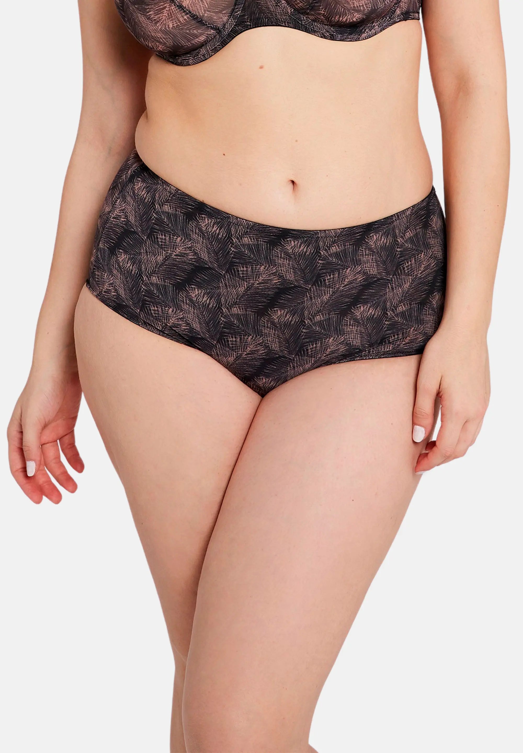 Culotte taille haute So Pure Fantaisy Imprimé Palmes Noires & Nude