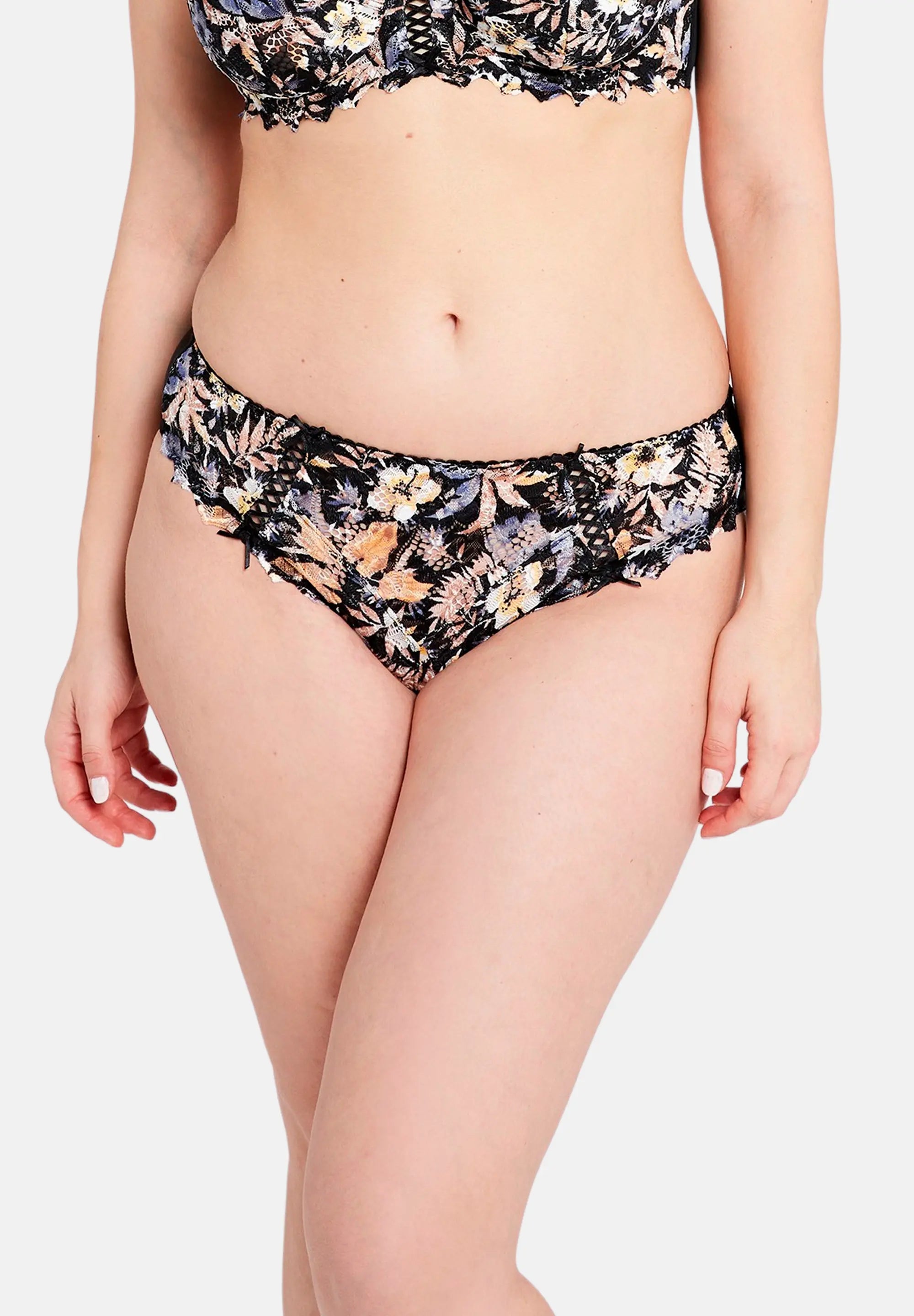 Arum Mosaïc Floral Print Briefs Black Background