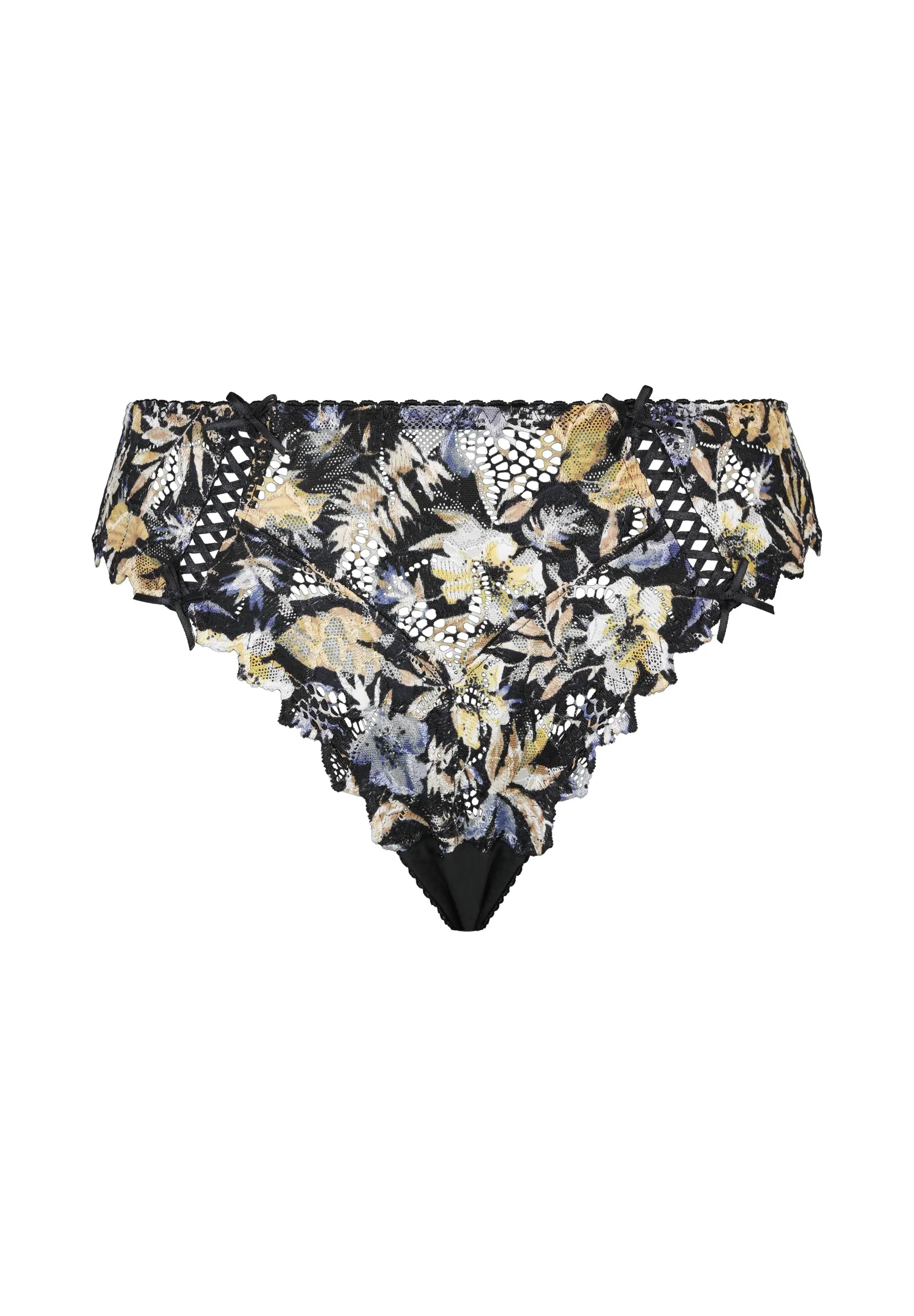 Arum Mosaïc Floral Print Briefs Black Background