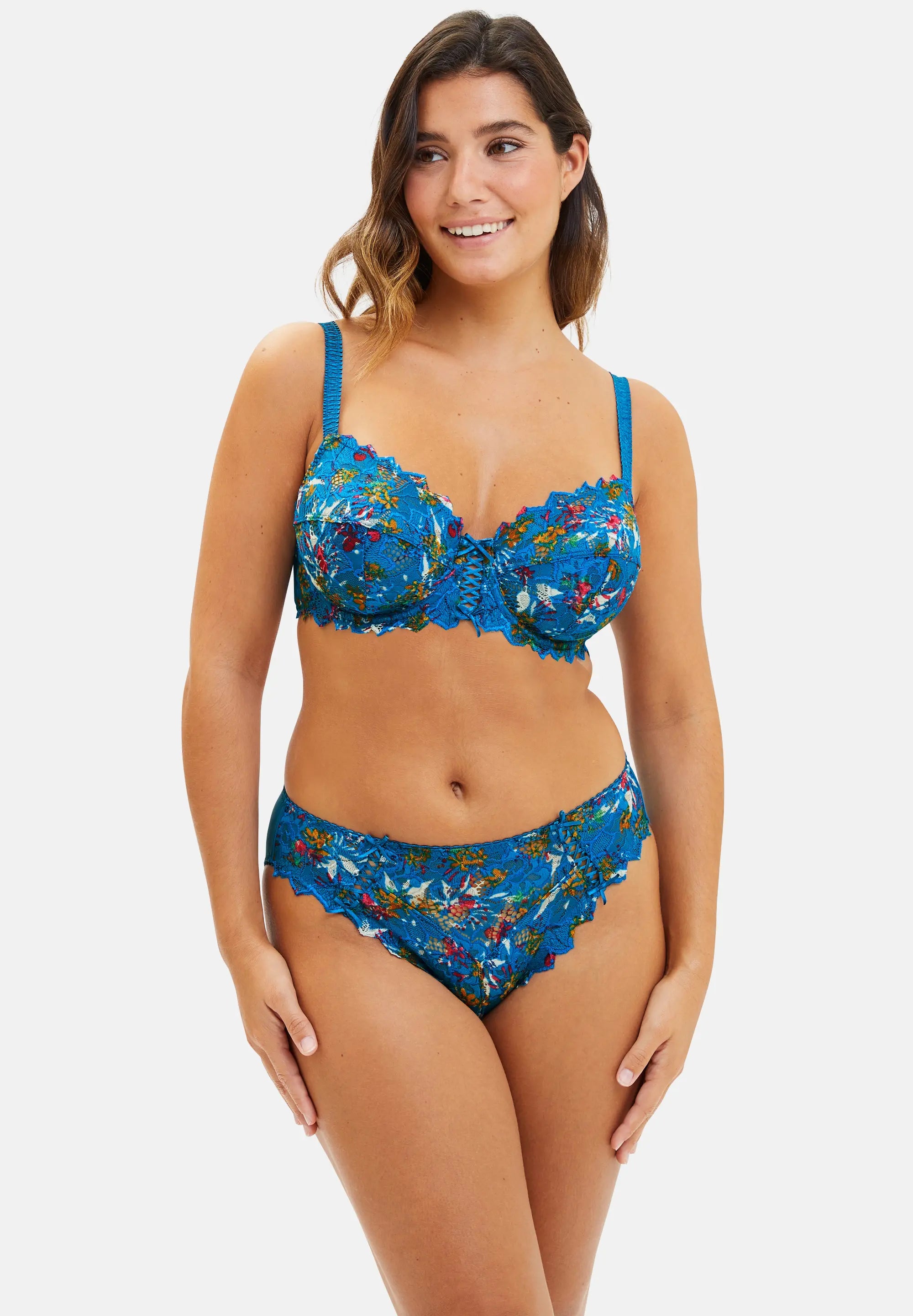 Arum Mosaïc Bloemenprint Slip Mykonos Blauw