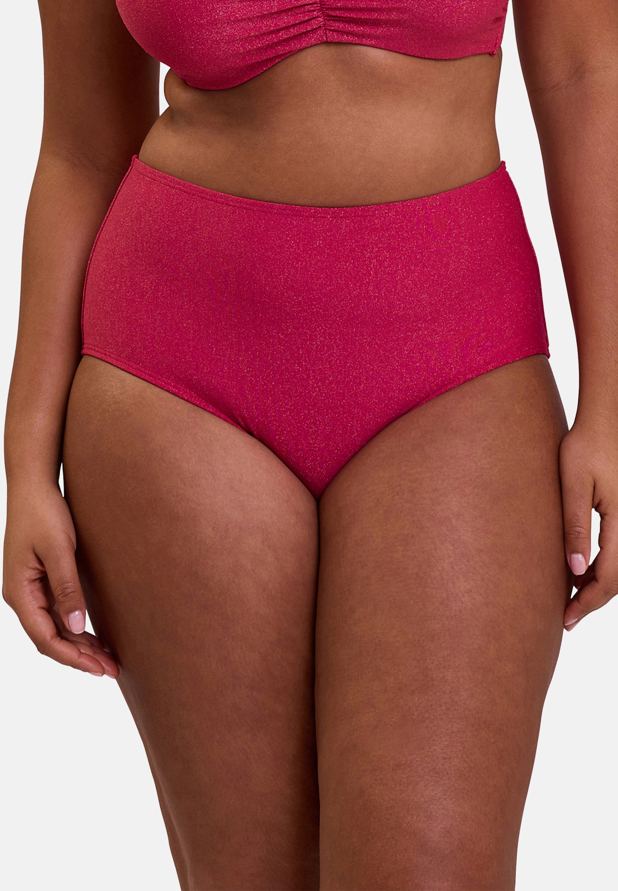 High-waisted swim Briefs Reflet Cerise