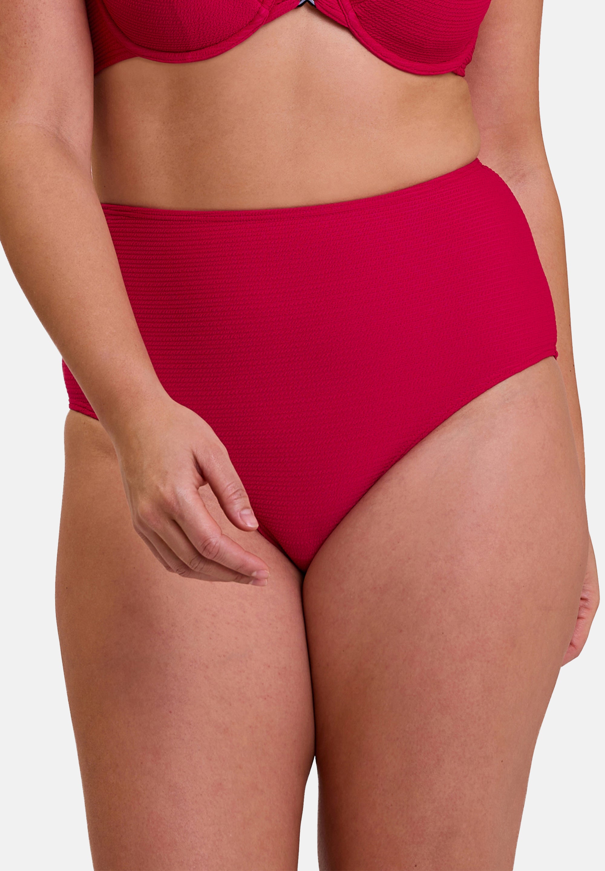 High-waisted swim Briefs Glamorous Textured Cerise