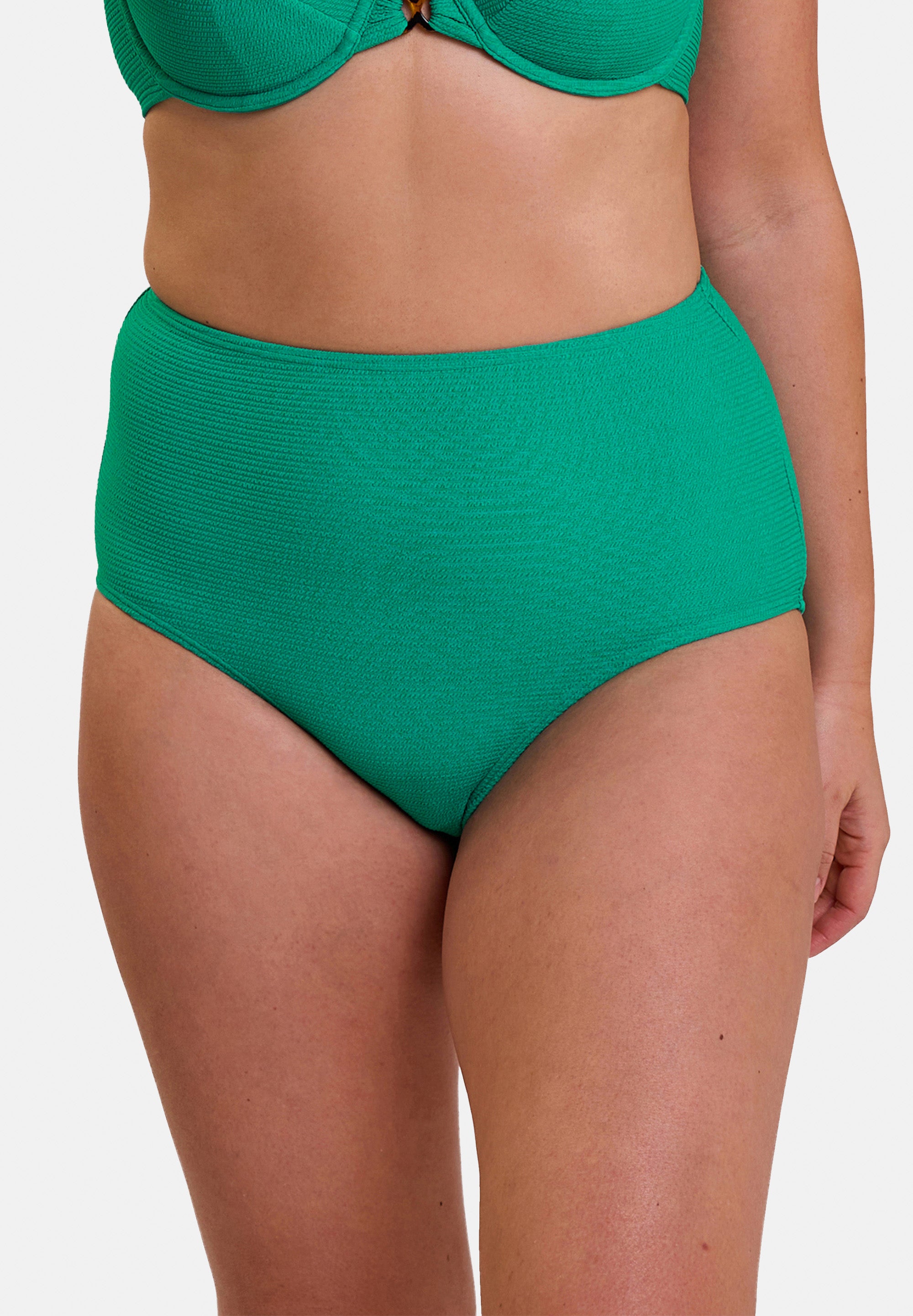 High-waisted swim Briefs Glamorous Textured Tropical Green