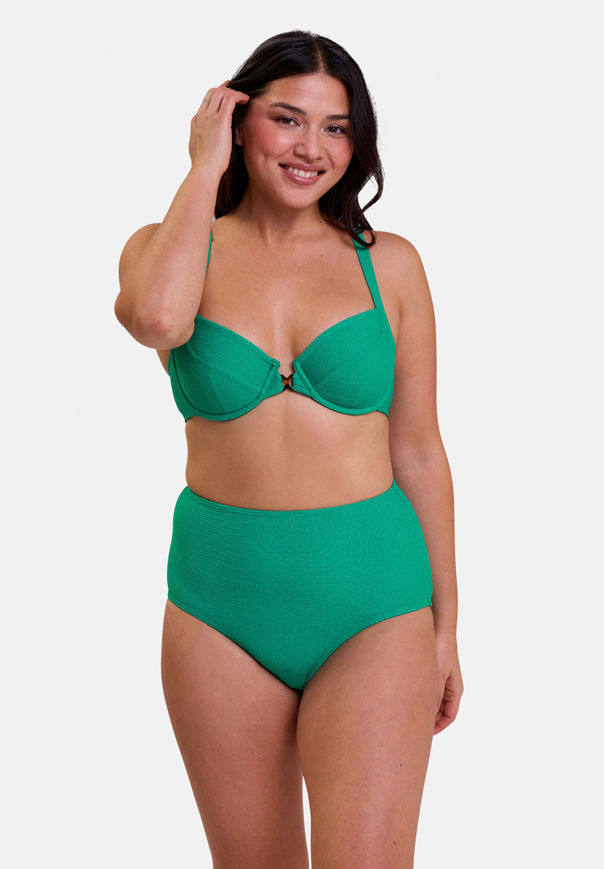 Slip da bagno a vita alta Glamorous Textured Tropical Green