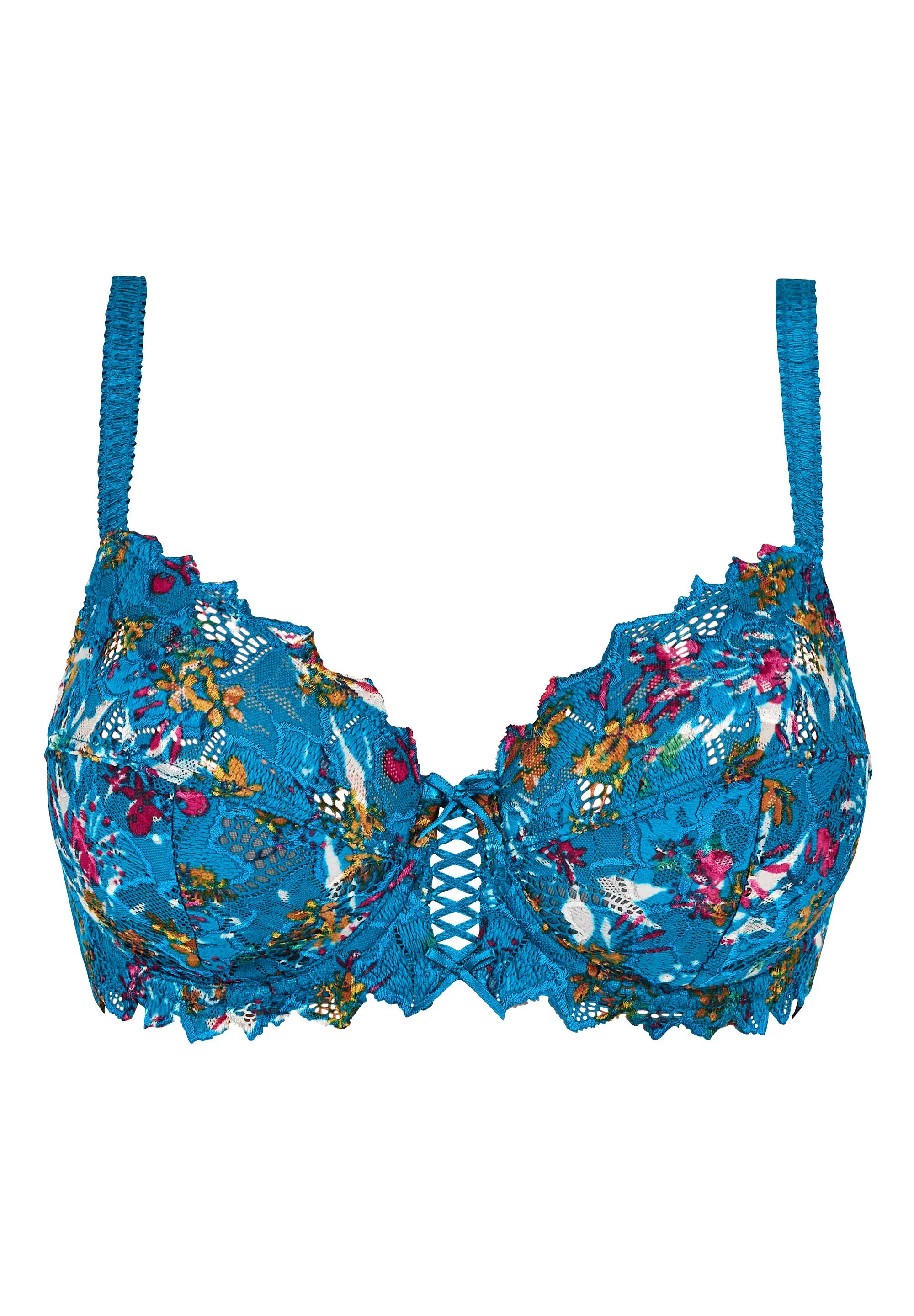 Full Cup Bra Arum Mosaïc Floral Print Mykonos Blue