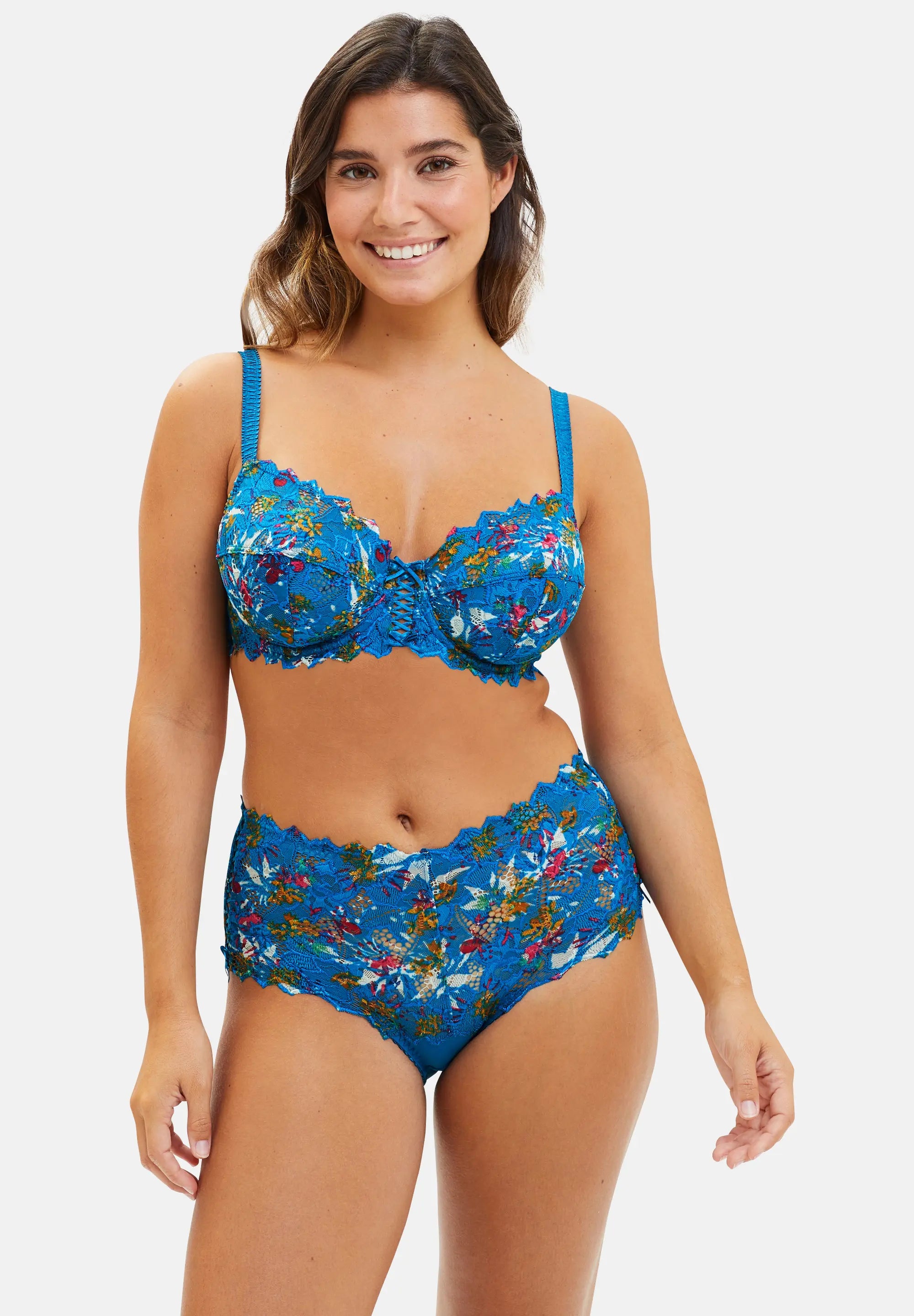 Full Cup Bra Arum Mosaïc Floral Print Mykonos Blue