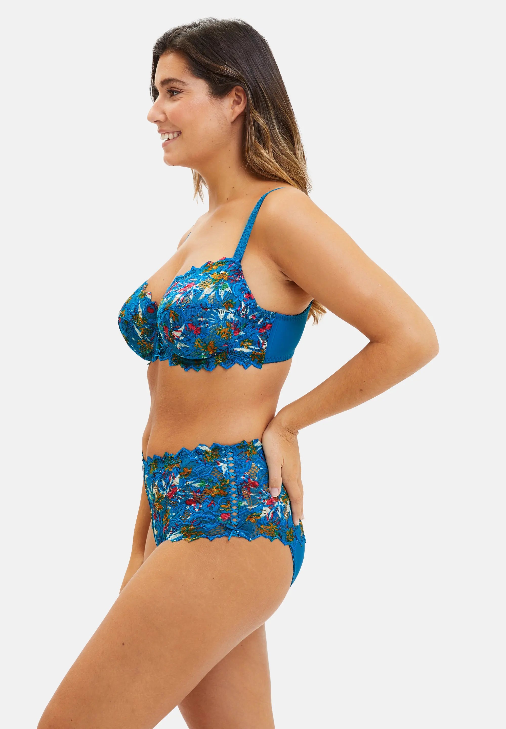 Full Cup Bra Arum Mosaïc Floral Print Mykonos Blue