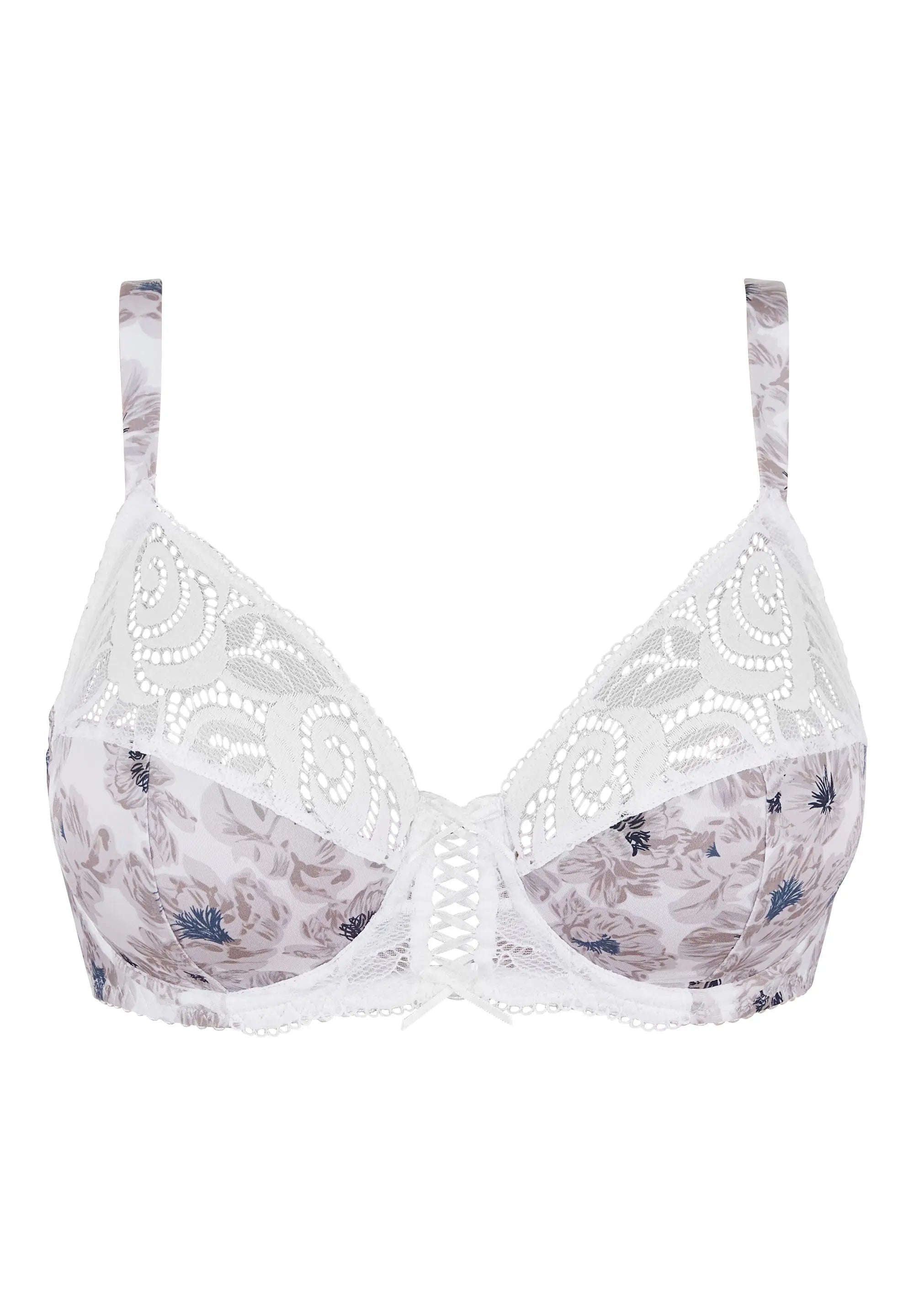 Full Cup Bra Amélie Print Floral Print Blue & Light Gray