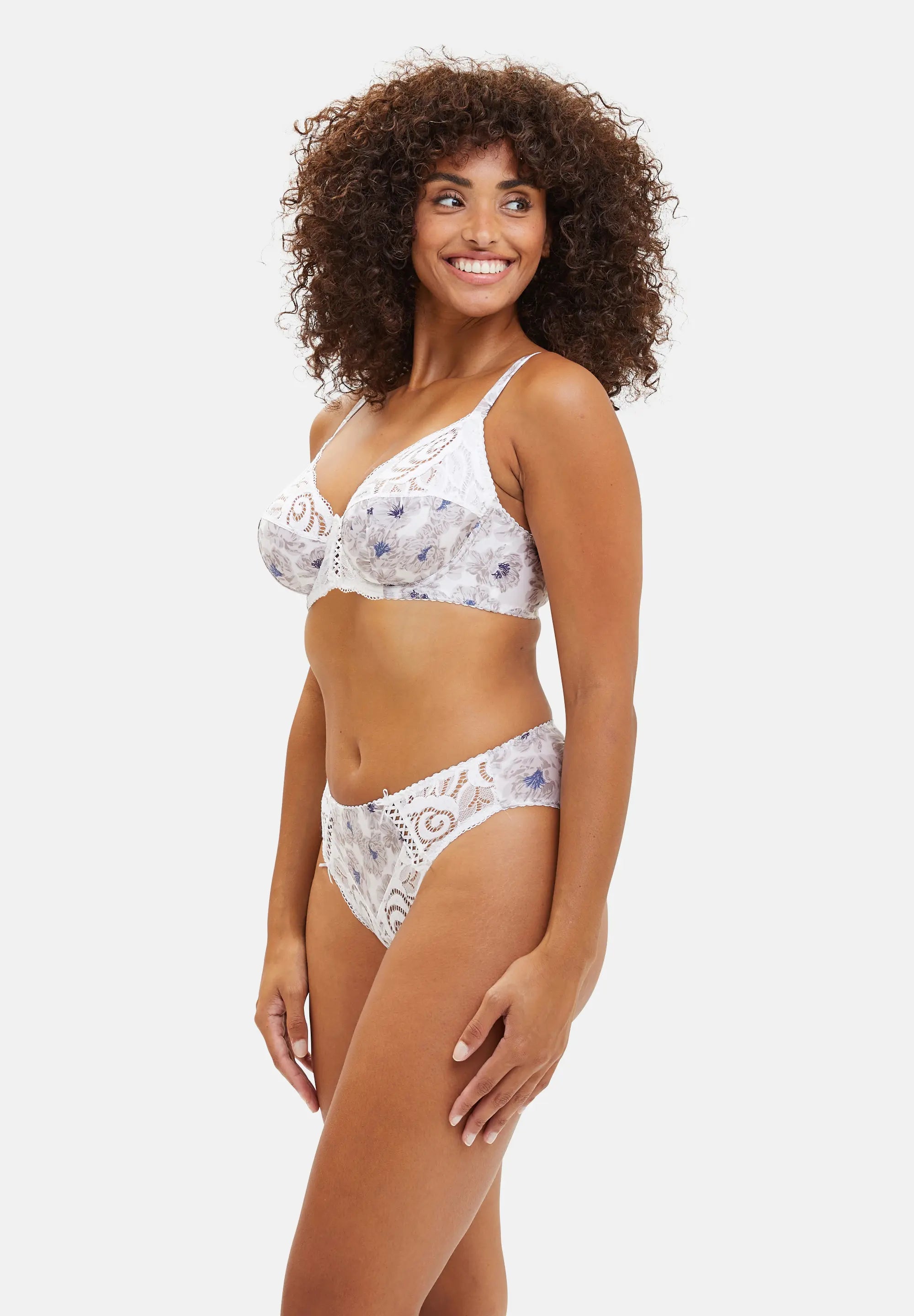 Full Cup Bra Amélie Print Floral Print Blue & Light Gray