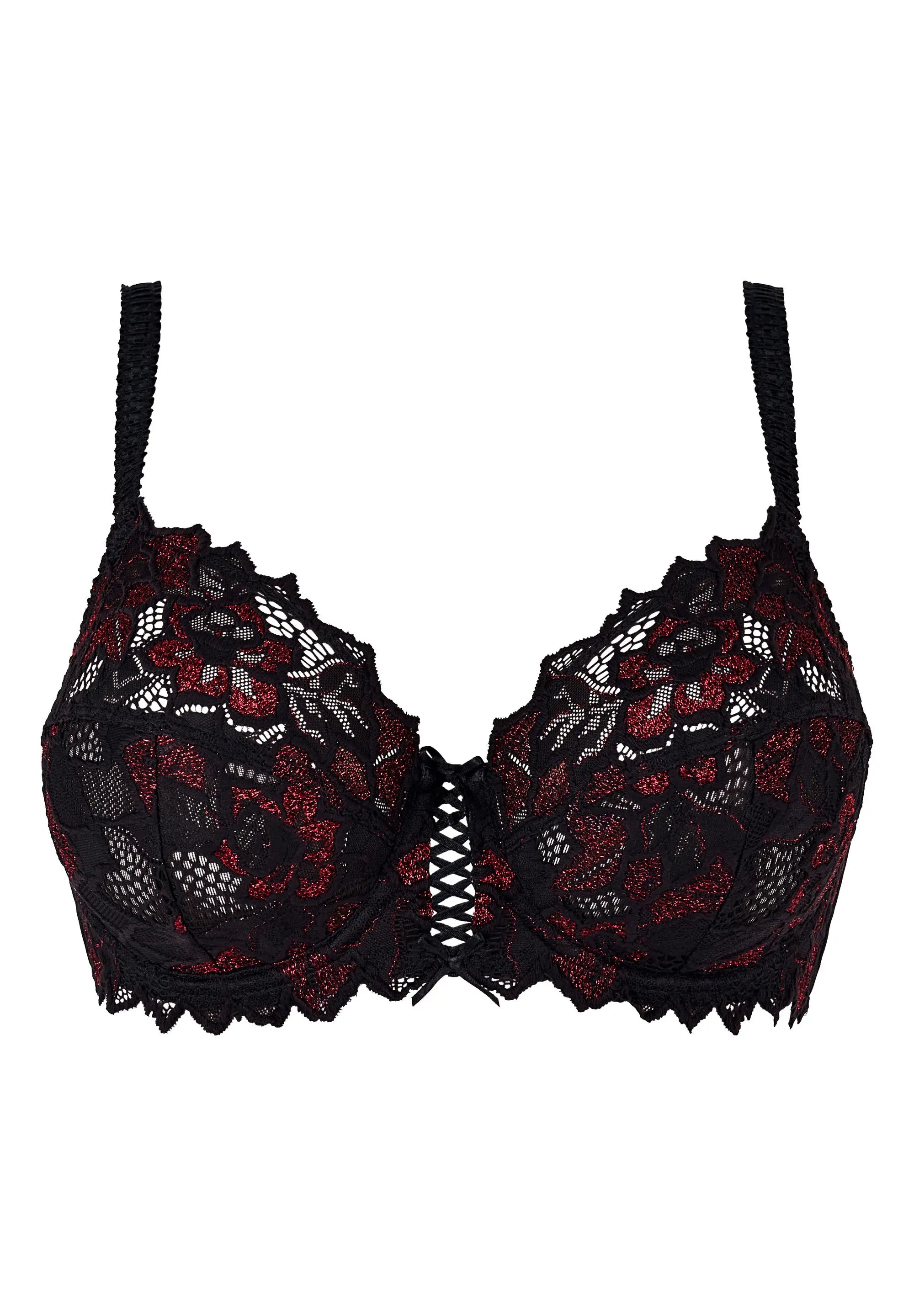 Reggiseno a coppa intera Arum Glitter nero e rosso glitter