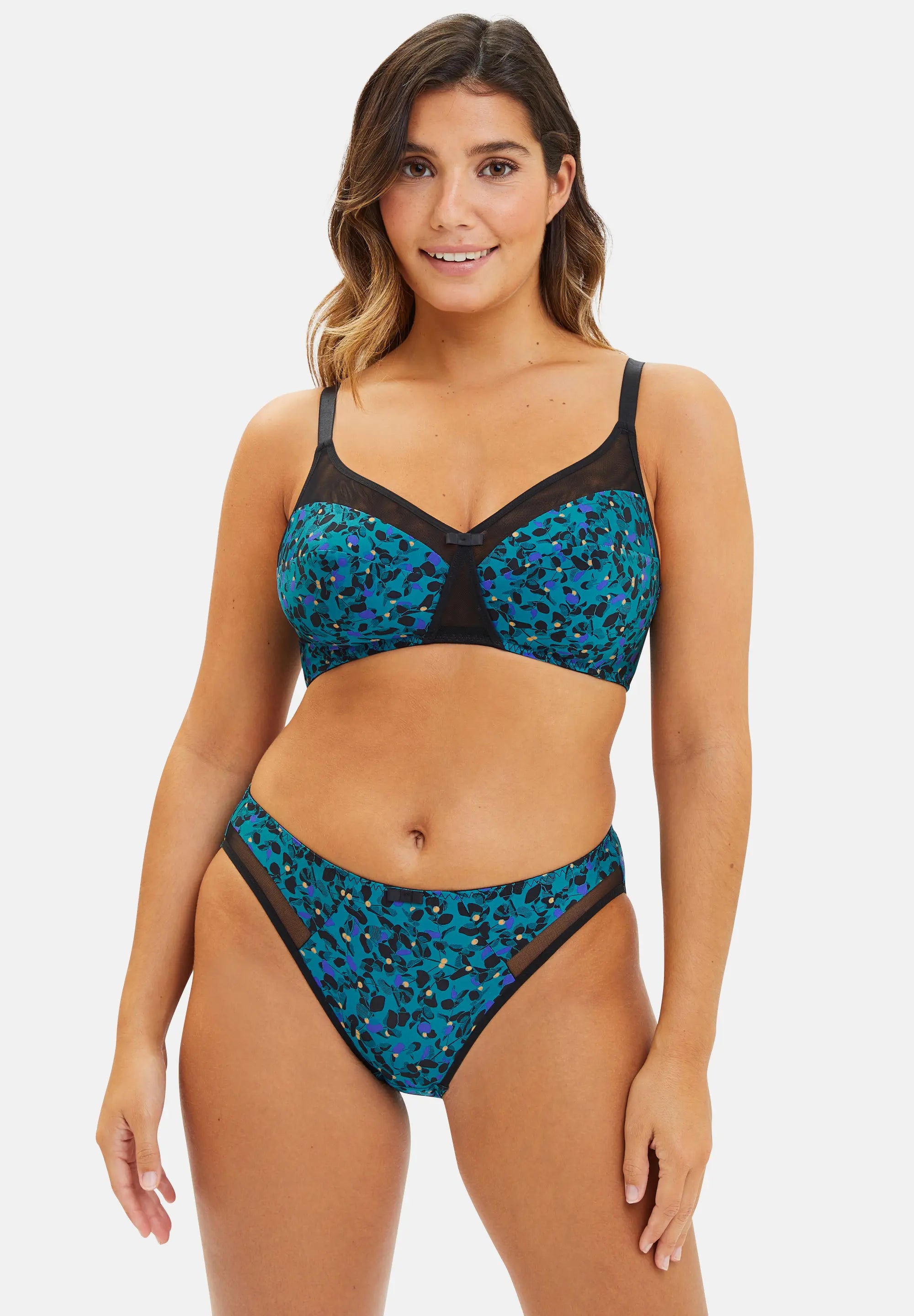 Full Cup Bra Complice Floral Print Emerald Blue