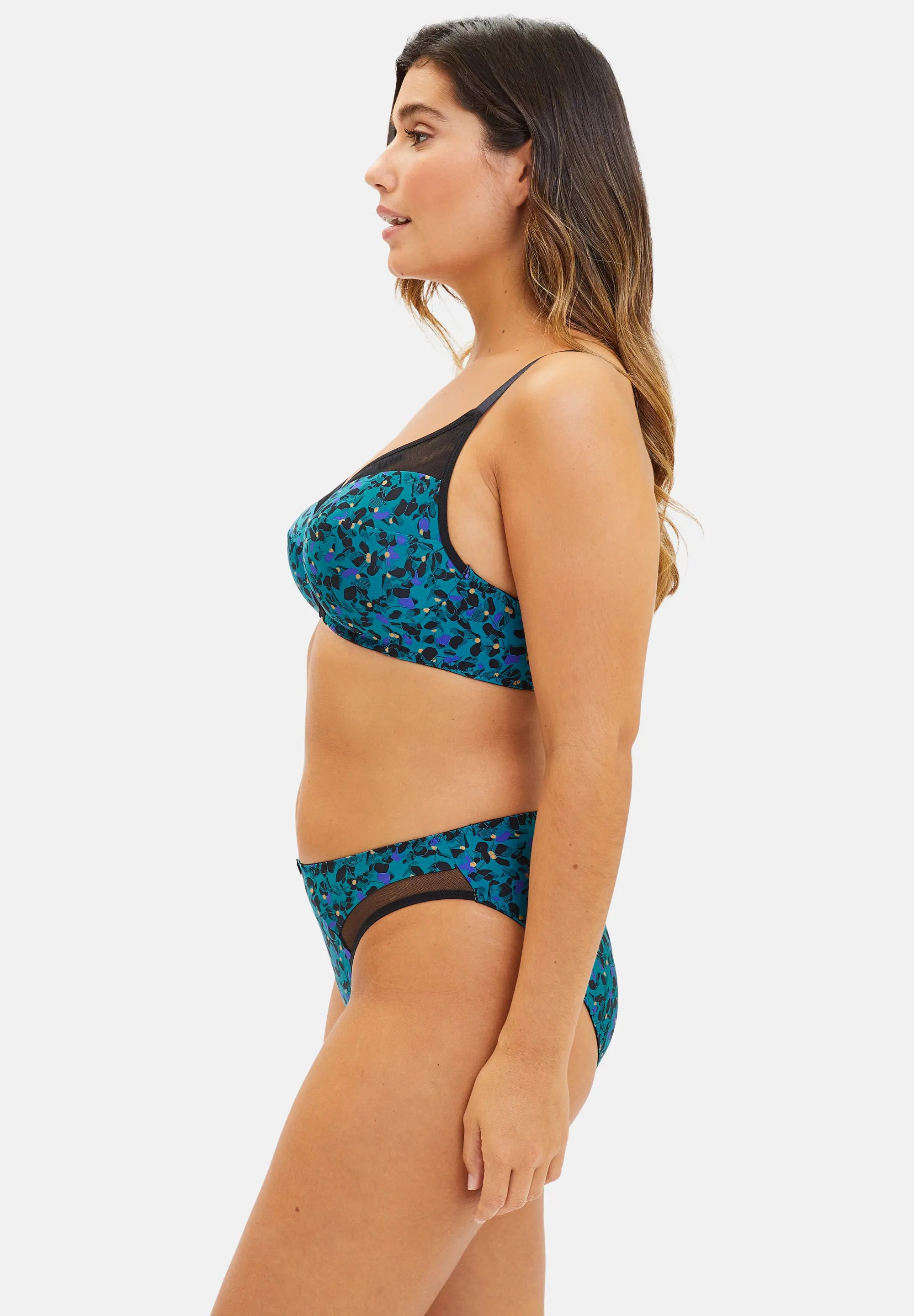 Full Cup Bra Complice Floral Print Emerald Blue