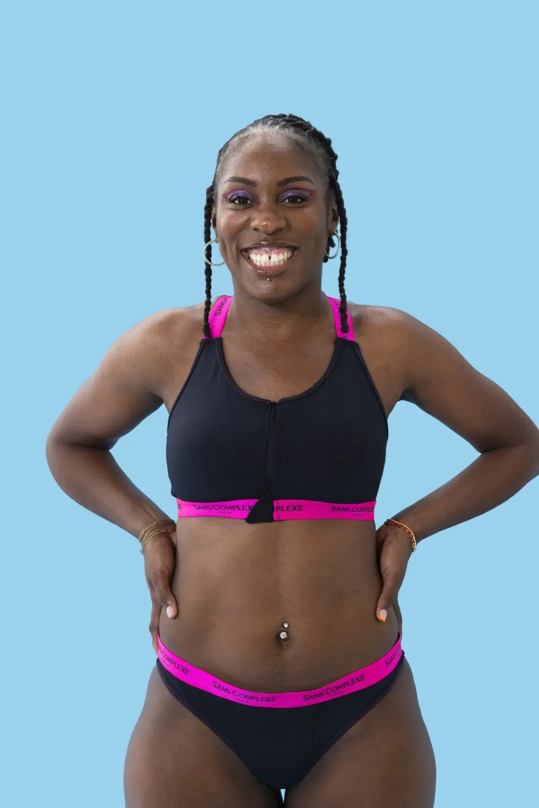 Wireless sports bra Anita B. Black & Fuchsia