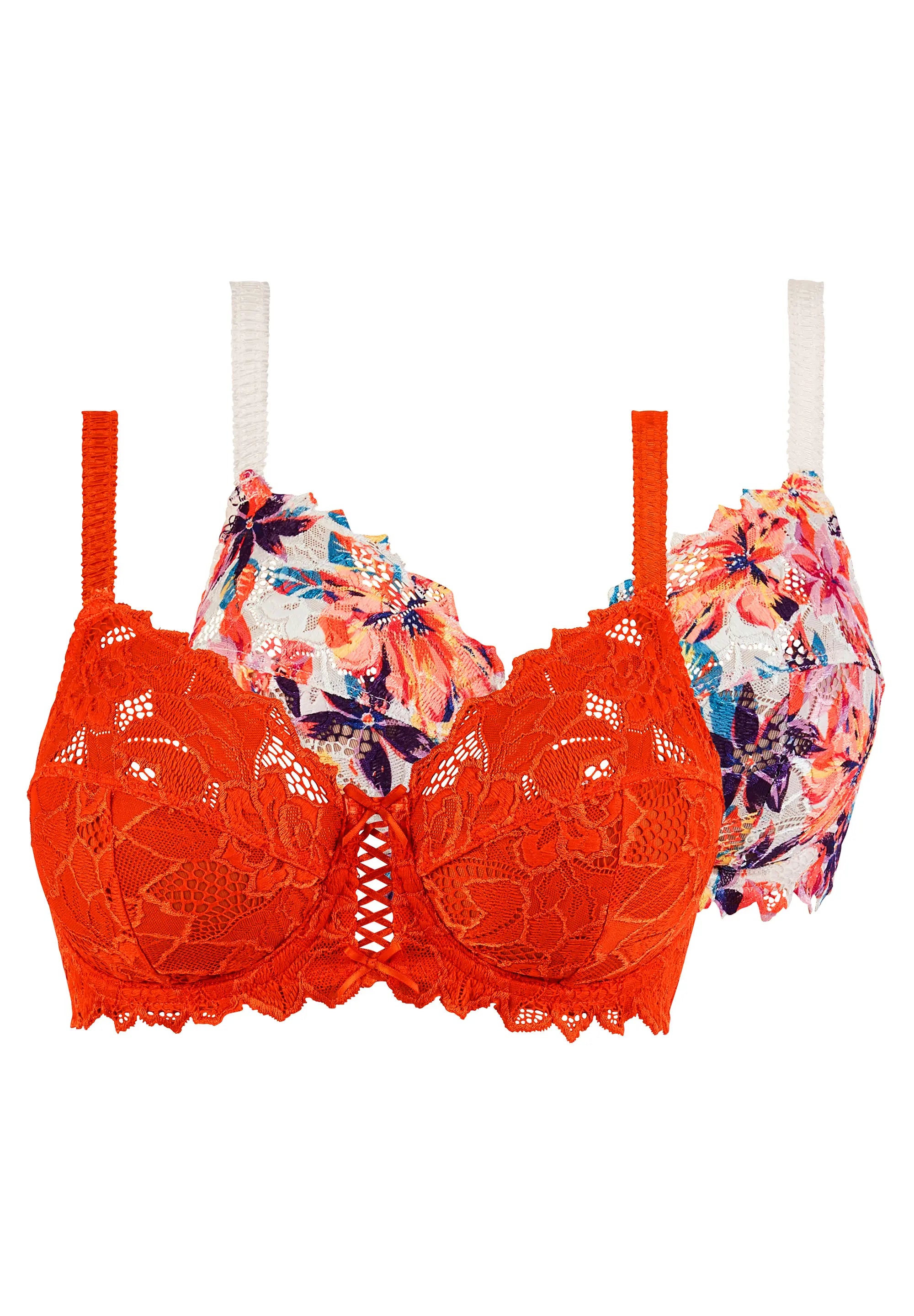 Set di 2 reggiseni Arum Arancione Mandarino e Arum Mosaïc Stampa Fiori del Paradiso