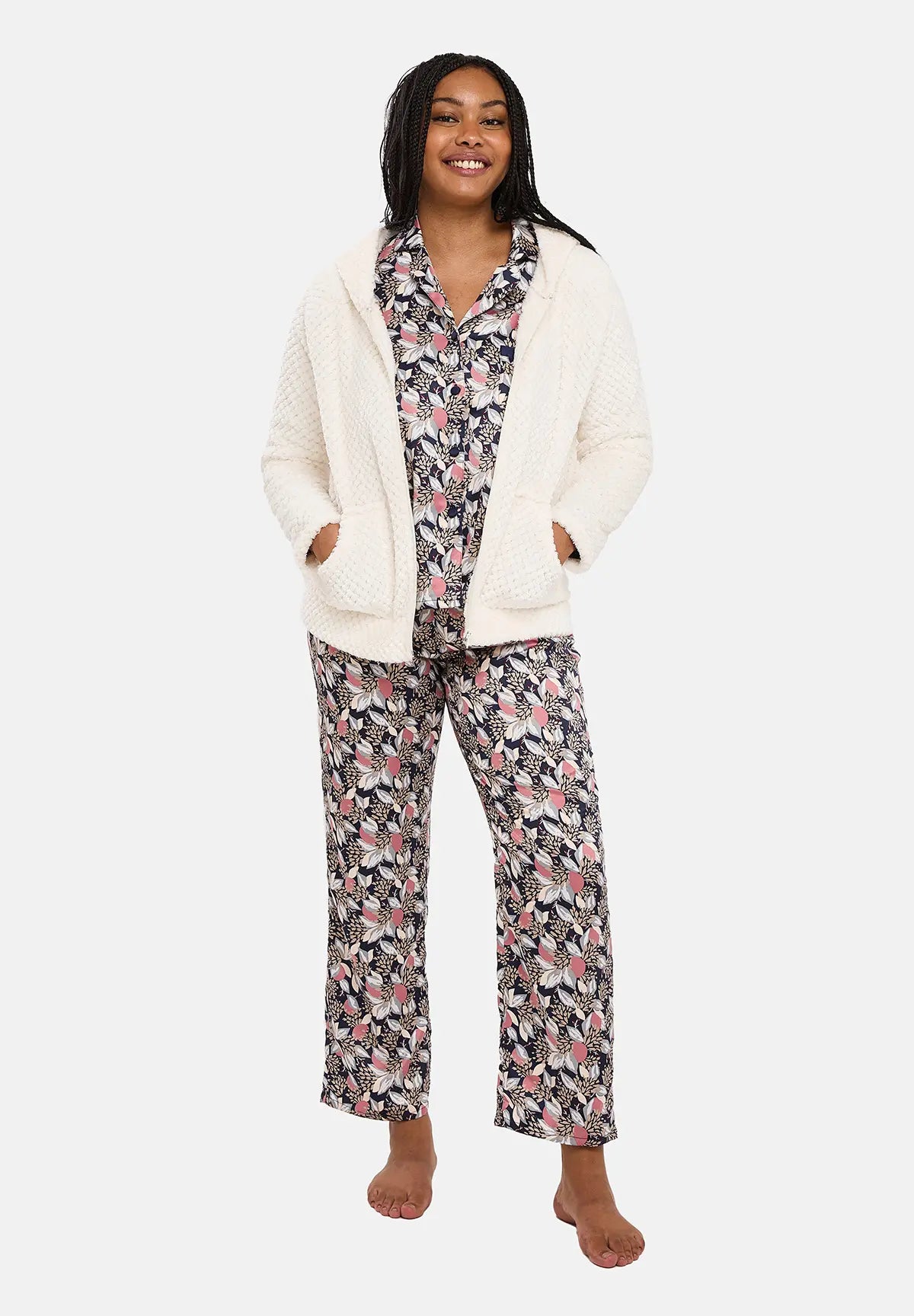 Pyjamset 3-delige Bloemenprint Blauw en Roze