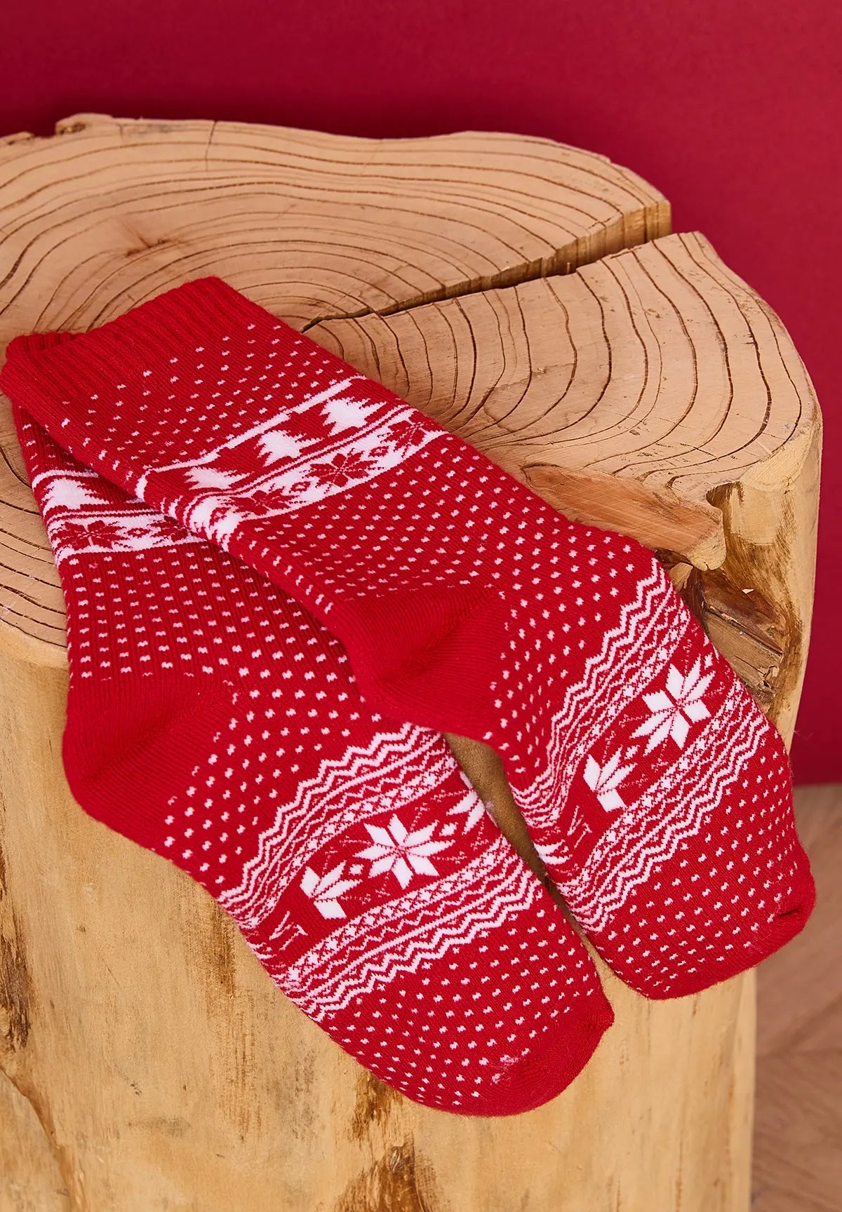 Calcetines de Navidad cálidos y suaves Rojo Estampado